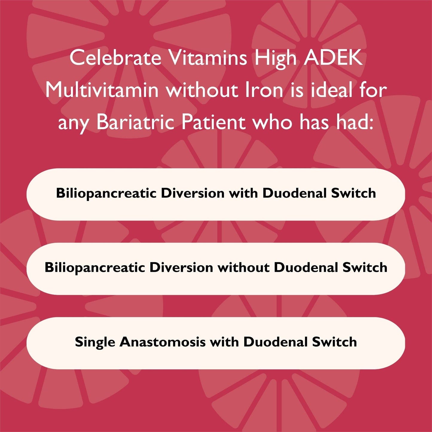 Celebrate ADEK Bariatric Multivitamin, Iron-Free, DS Support, 180 Ct