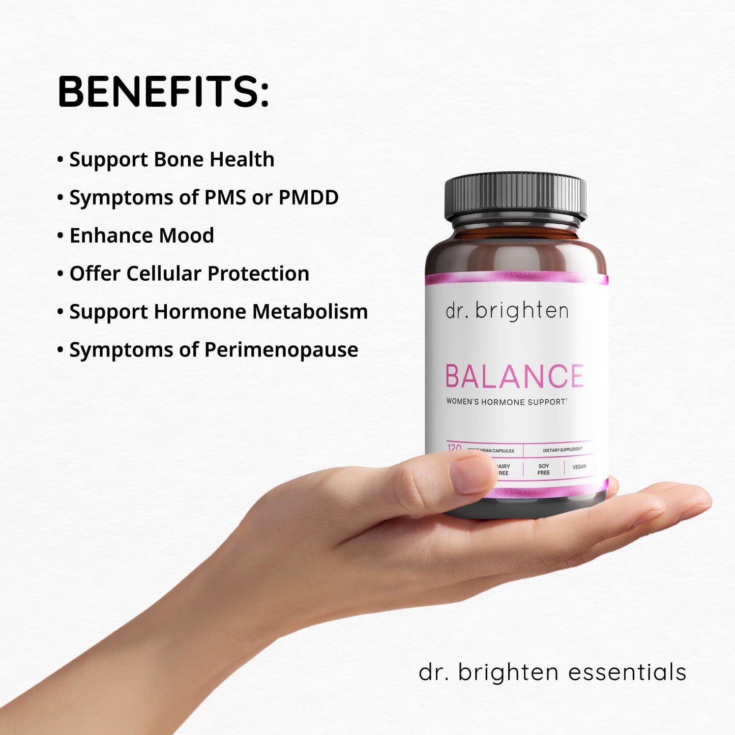 Dr. Brighten Balance - Hormone Balance for Women with Chasteberry and DIM - Targets Hormonal Acne, Period Issues, & PMS - Vegan, Non-GMO