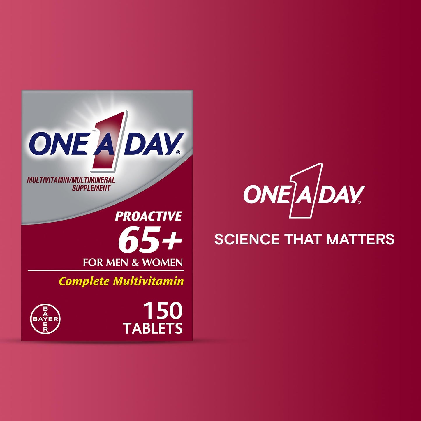 One A Day Proactive 65+ Multivitamin – Daily Support with Calcium, D, Zinc