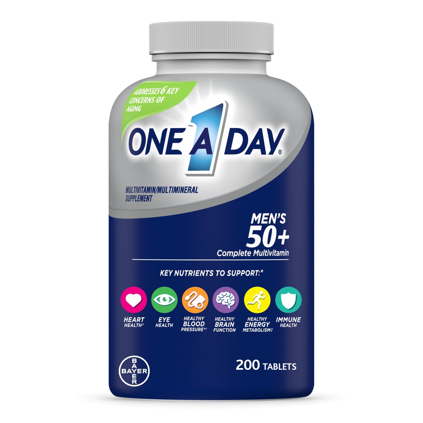 One A Day Men’s 50+ Multivitamin with D, B12 & Calcium – 200 Ct