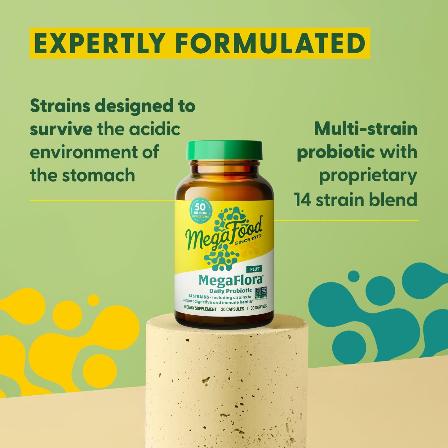 MegaFood MegaFlora Probiotic – 50B CFU, Digestive & Immune Support
