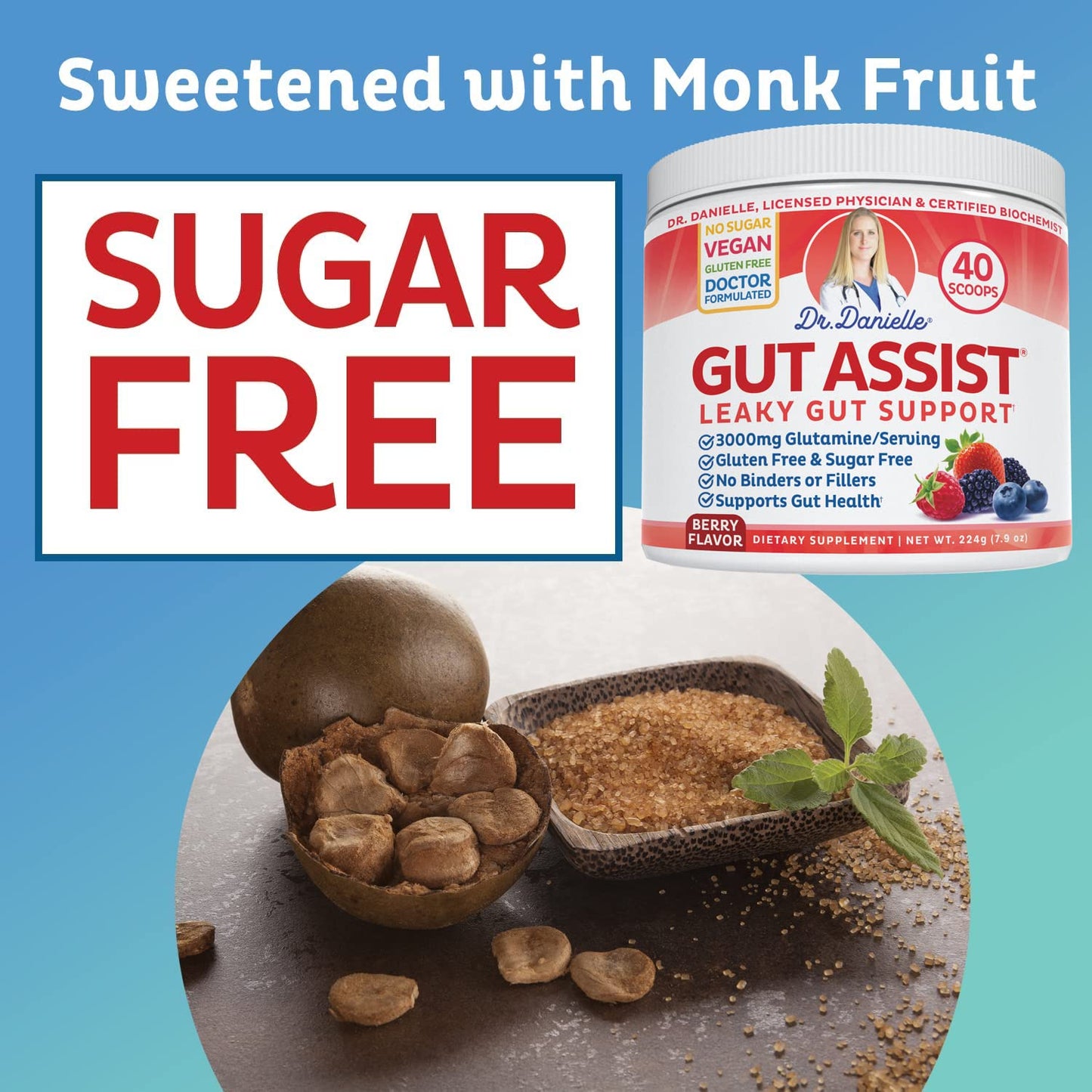 Dr. Danielle Gut Assist – Leaky Gut Repair & Digestive Support – Berry (69 characters)