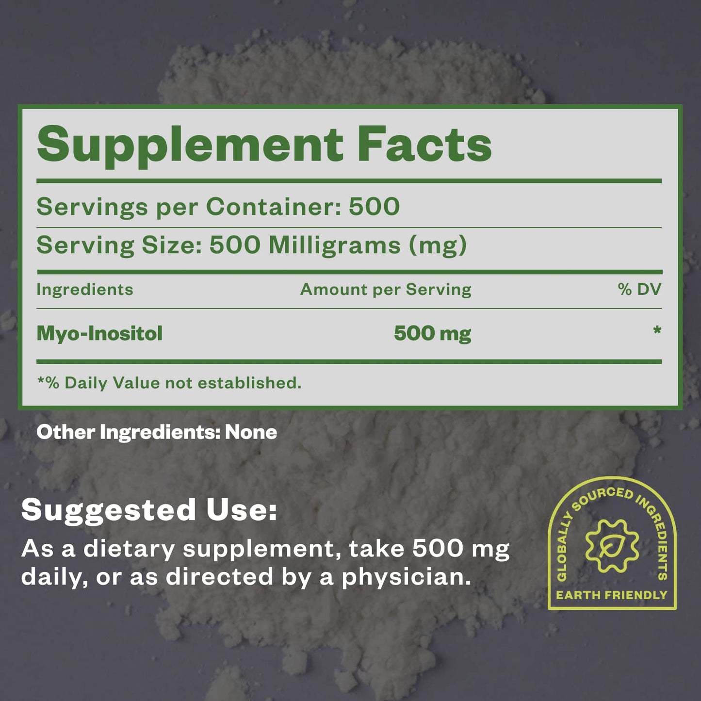 Purisure Myo-Inositol Powder, 250g, Fertility, Hormonal Balance and Ovarian Support, Pure Inositol Powder, Myo Inositol Supplement to Support Energy and Brain Wellness, Vegan, Non-GMO, 500 Servings