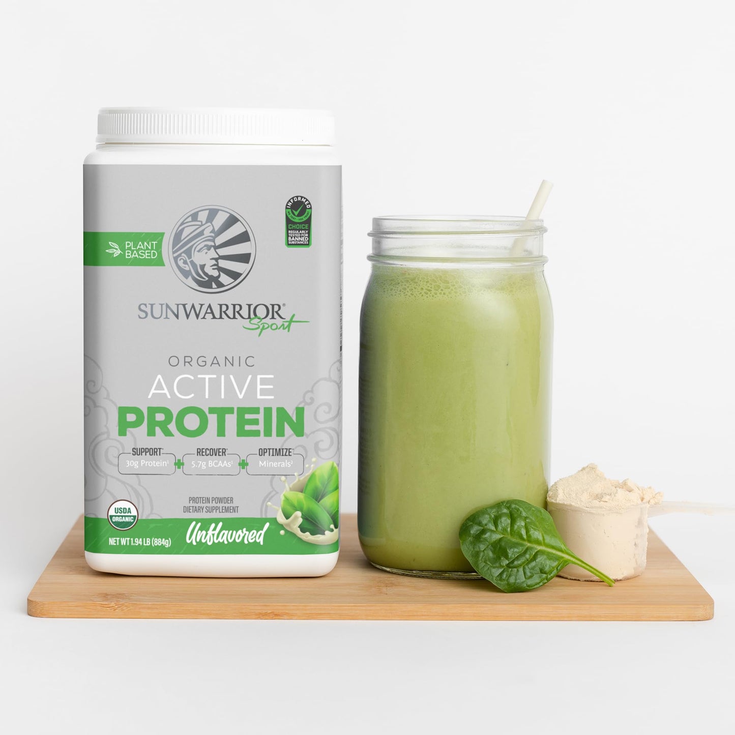 Active Sport Vegan Protein – Unflavored, 30g, Organic, 20 Servings