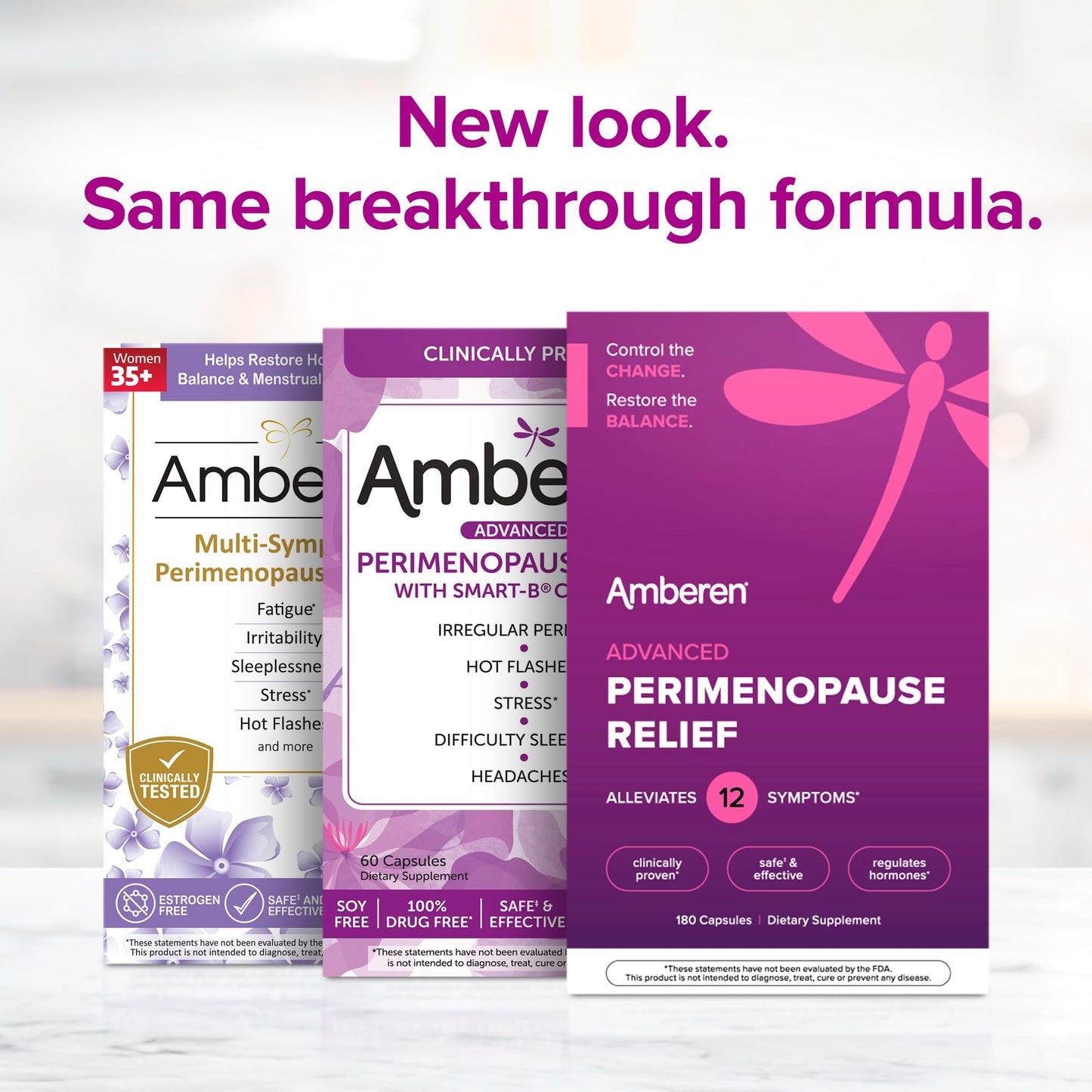 Amberen Perimenopause, Peri-Menopause Multi-Symptom Relief, Vitamin B, Vitamin E & Antioxidants Supplement, Helps Support Hormone Balance, Hot Flashes & Night Sweats, Supplements for Women, 180 Count
