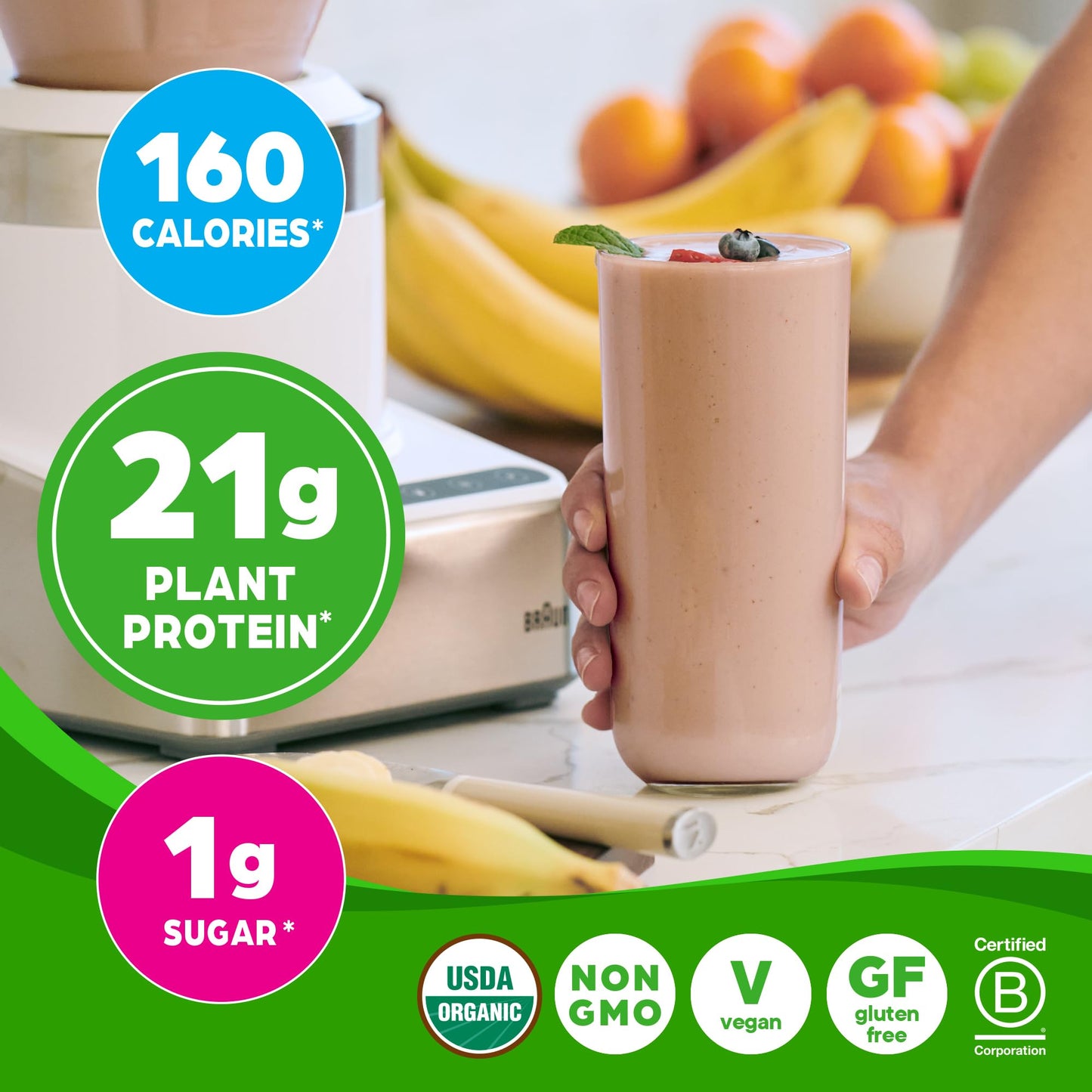Orgain Vegan Protein + Superfoods – Chocolate Fudge, 21g Protein