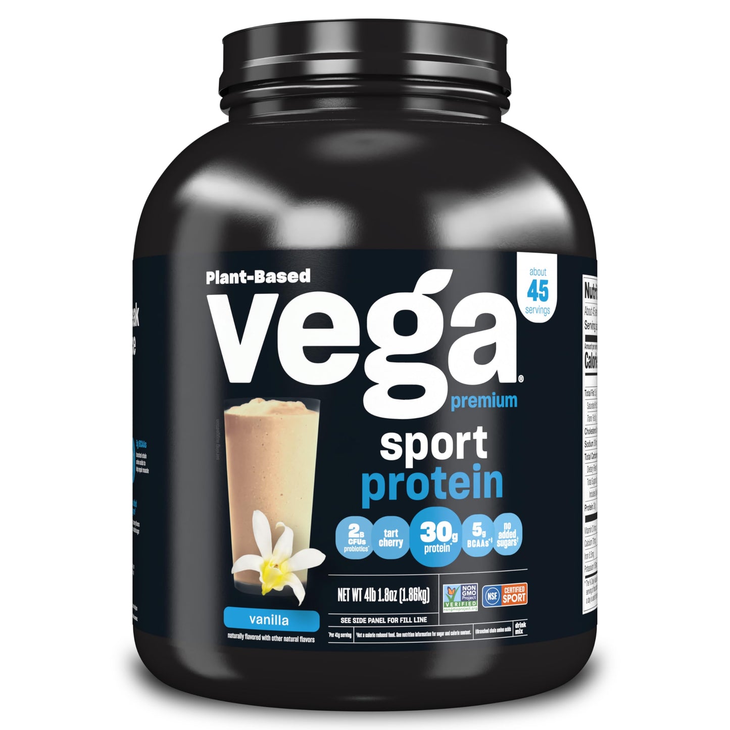 Vega Sport Vanilla Protein – Vegan, NSF Certified, Gluten-Free, 4 lb 1.8 oz