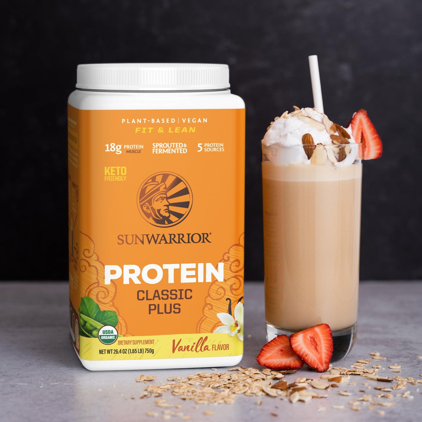 Sunwarrior Classic Plus Vegan Organic Protein – Vanilla, 30 Servings