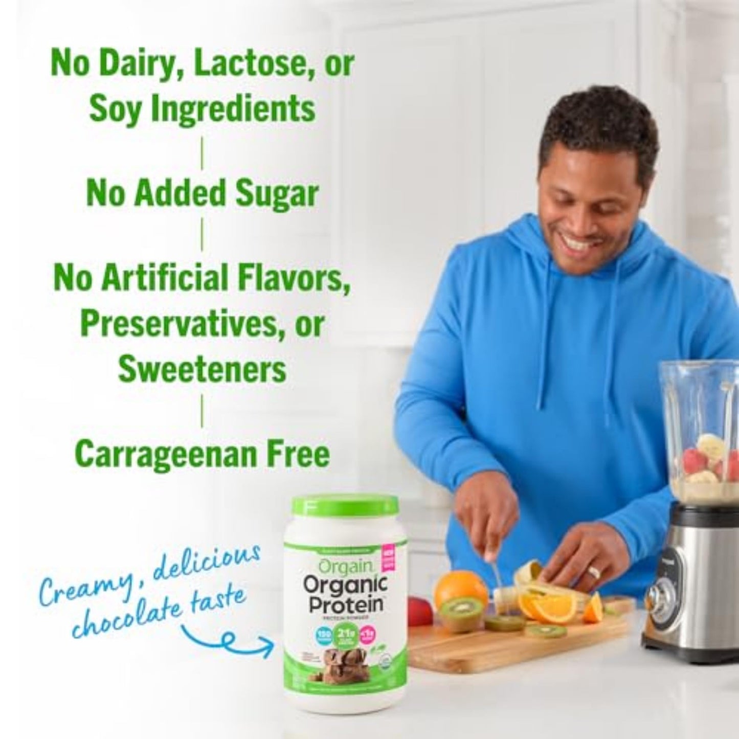 Orgain Vegan Protein – Creamy Chocolate Fudge, 21g Protein, 2.03 lb
