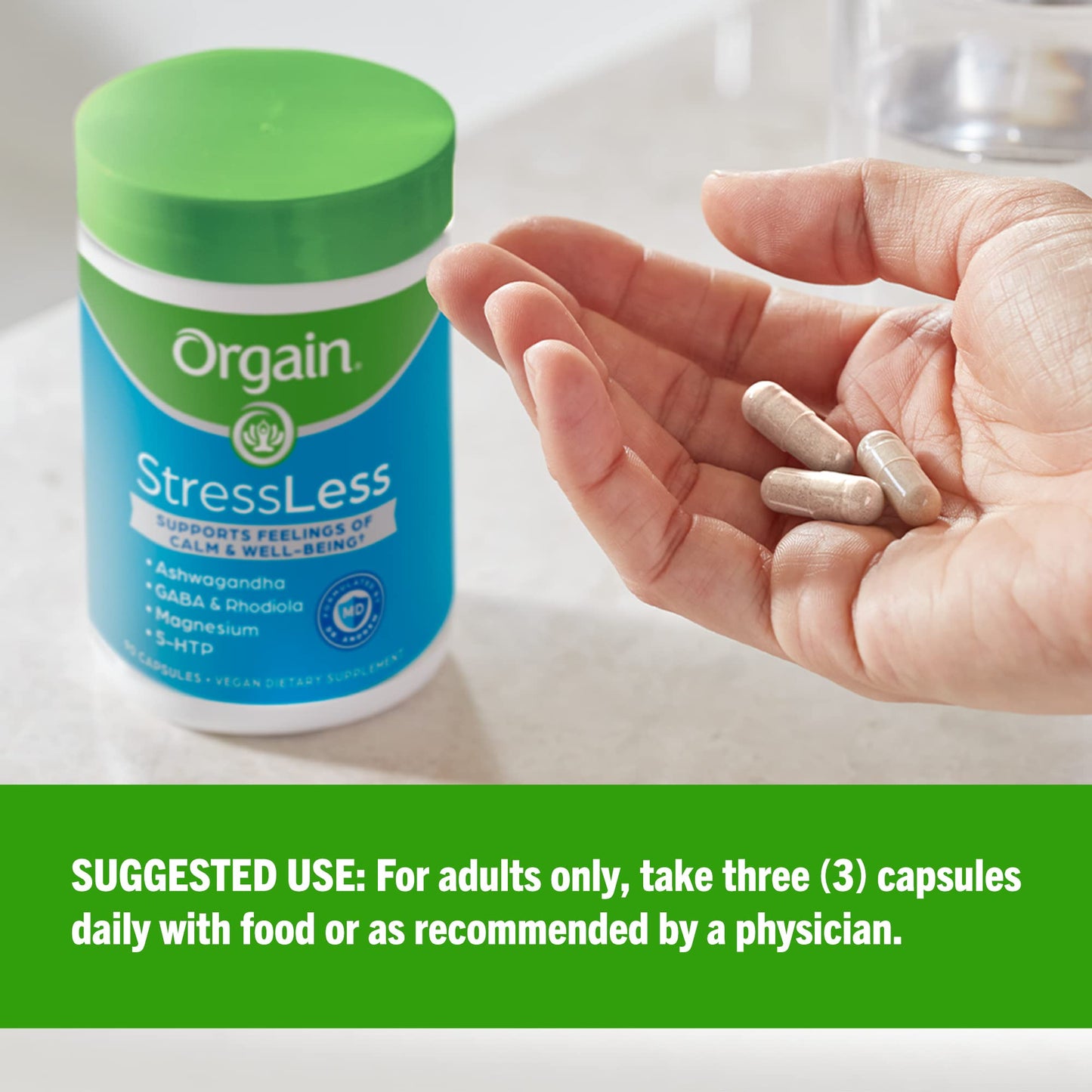 Orgain StressLess – Vegan Stress Relief with GABA, Ashwagandha & Mg