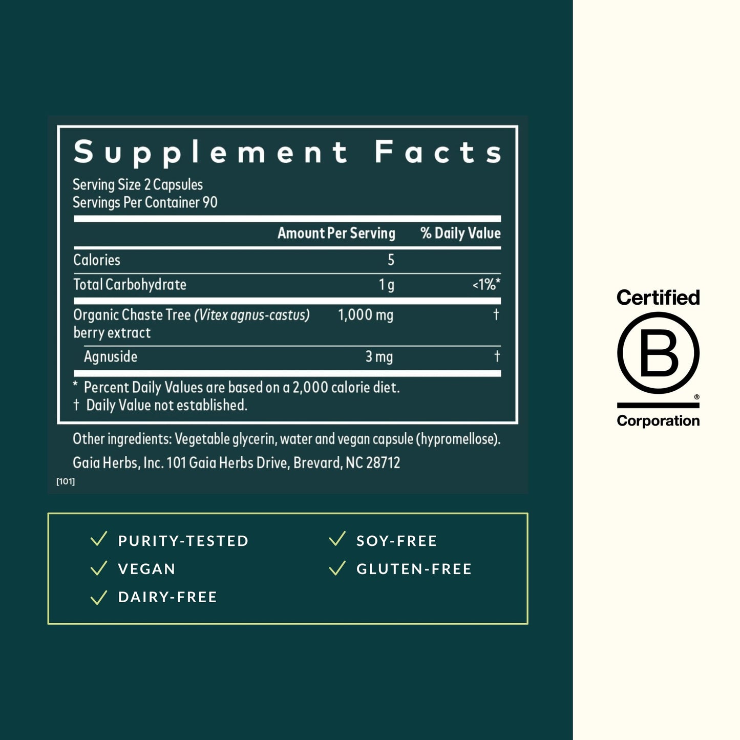 Gaia Herbs Vitex Berry - Supports Hormone Balance & Fertility for Women - Healthy Progesterone for Menstrual Health - 180 Vegan Caps (90-Day Supply)