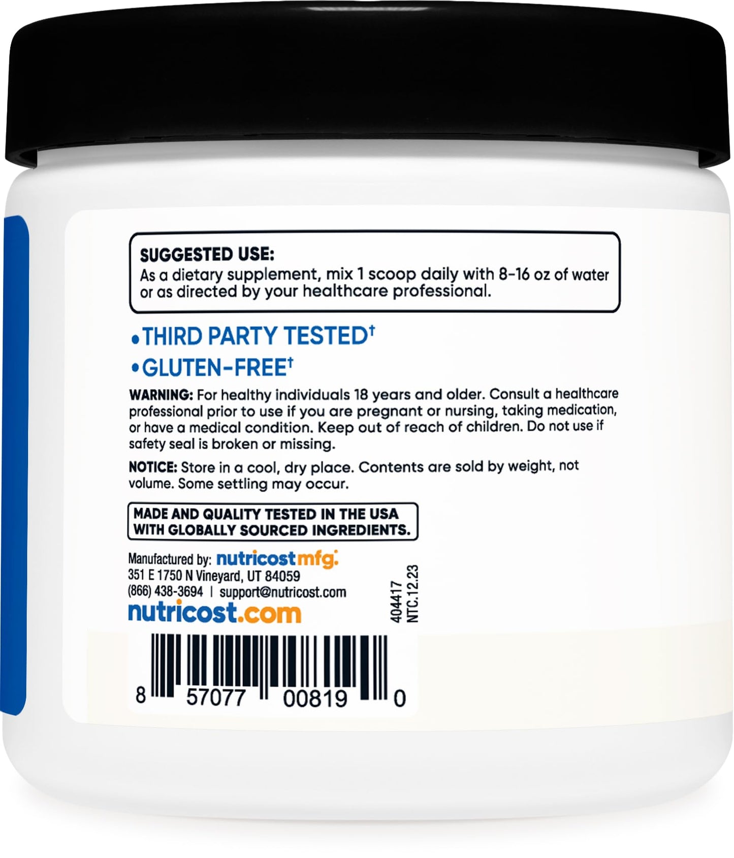 Nutricost BCAA Powder – 2:1:1 Amino Acids for Muscle Recovery & Performance