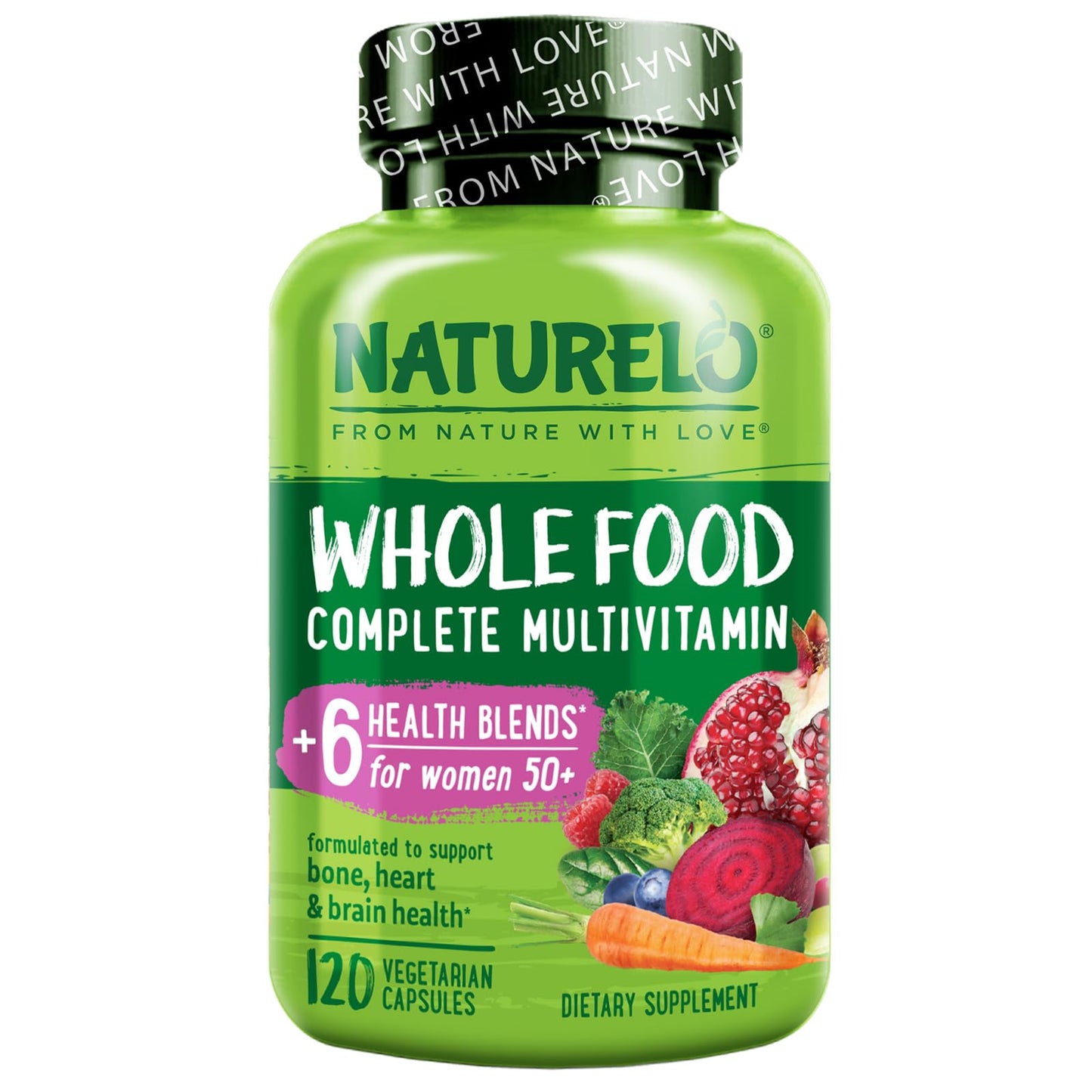 NATURELO Women’s 50+ Multivitamin – Organic, Vegan, Iron-Free 120 Ct