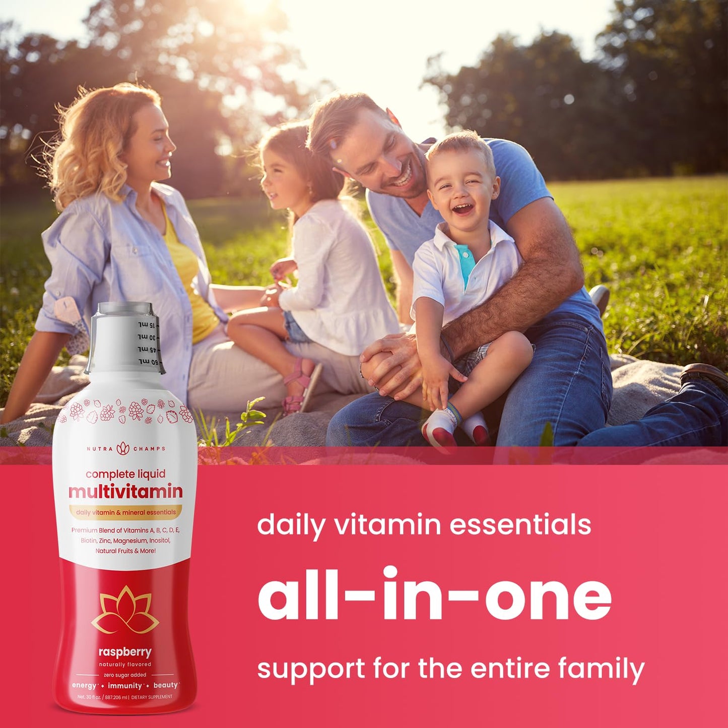NutraChamps Liquid Multivitamins – Energy, Immunity, Vegan, No Sugar