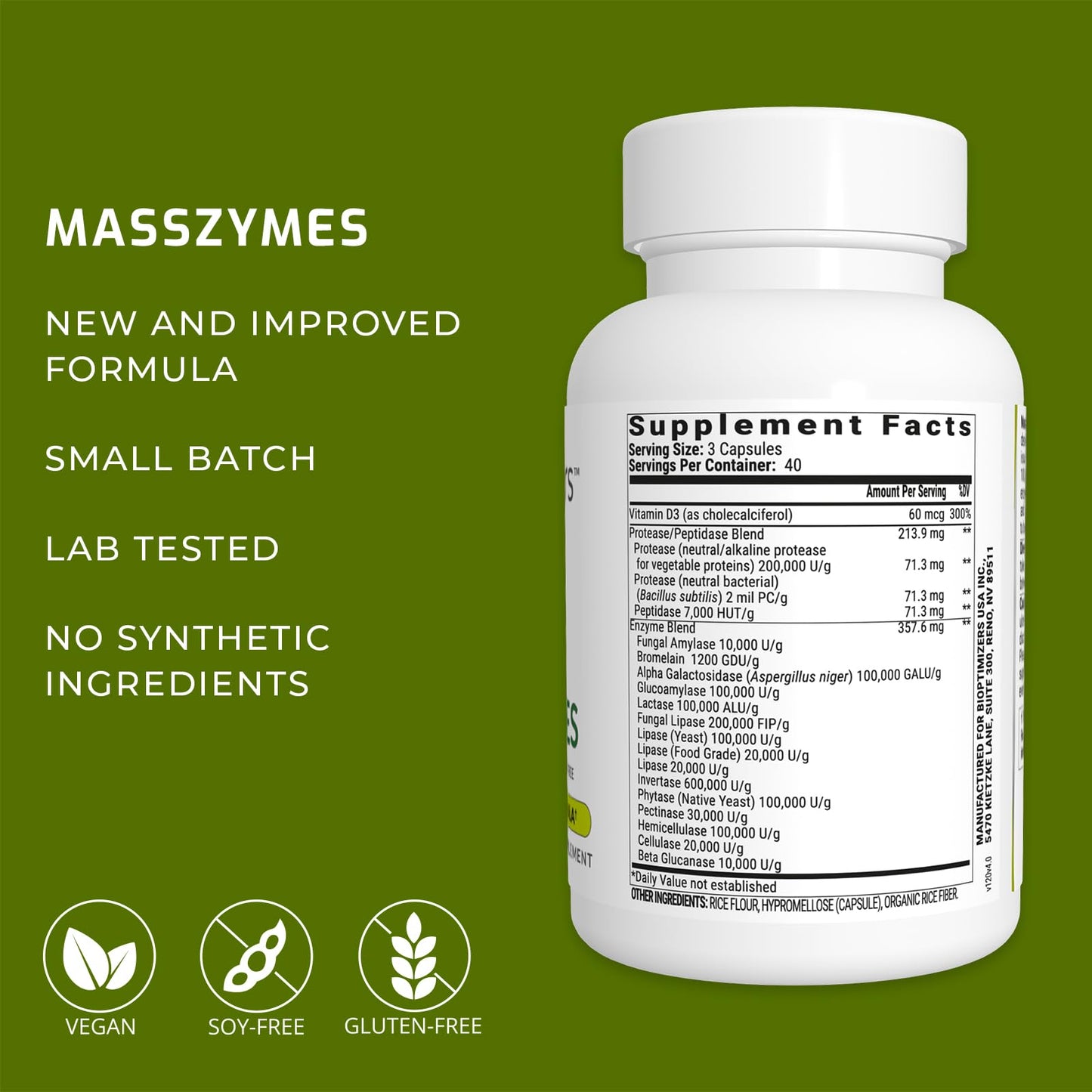BiOptimizers Magnesium + MassZymes – Sleep, Brain & Digestion Aid
