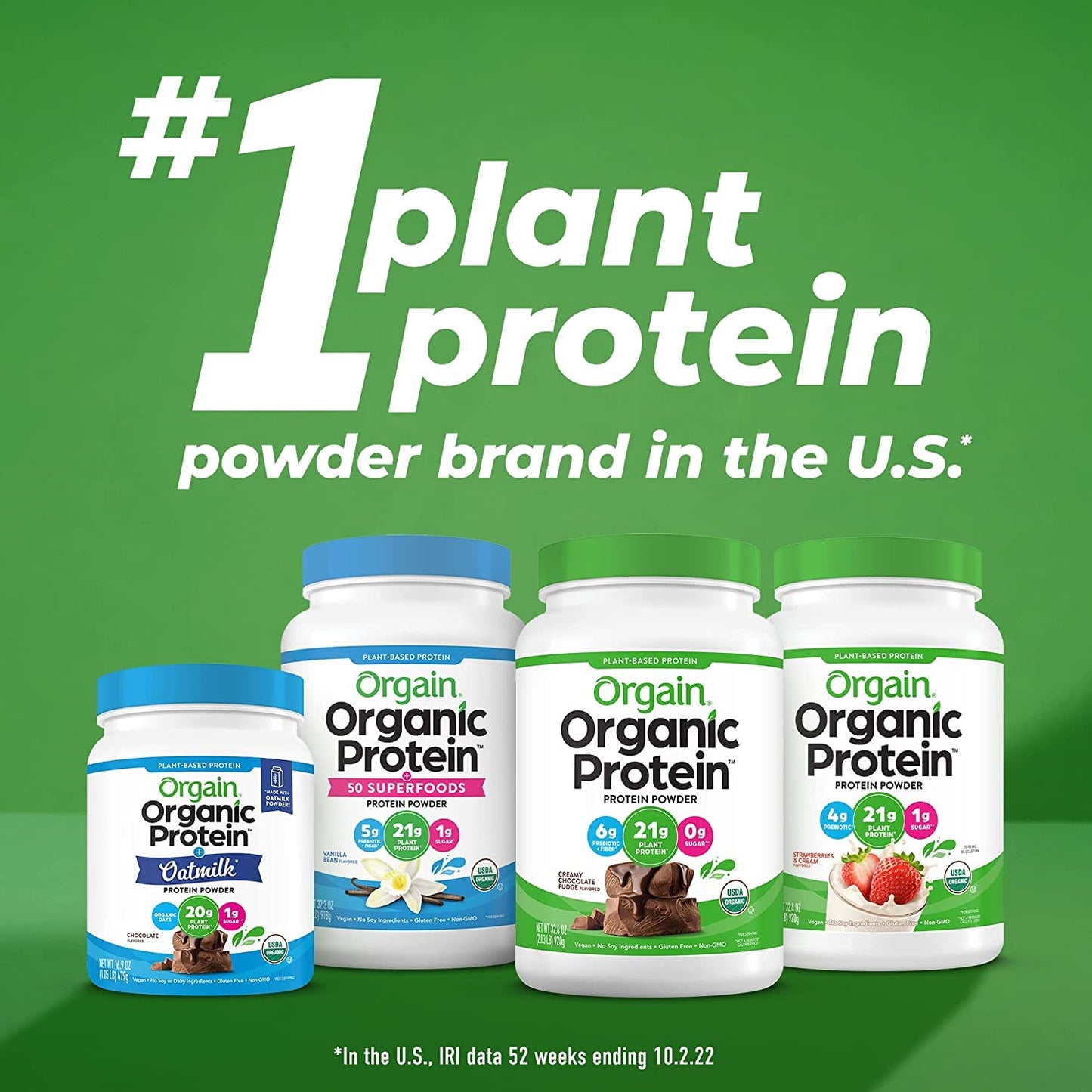 Orgain Vegan Protein + Greens – Vanilla, 21g Protein, Fiber, No Sugar (1.94 lb)
