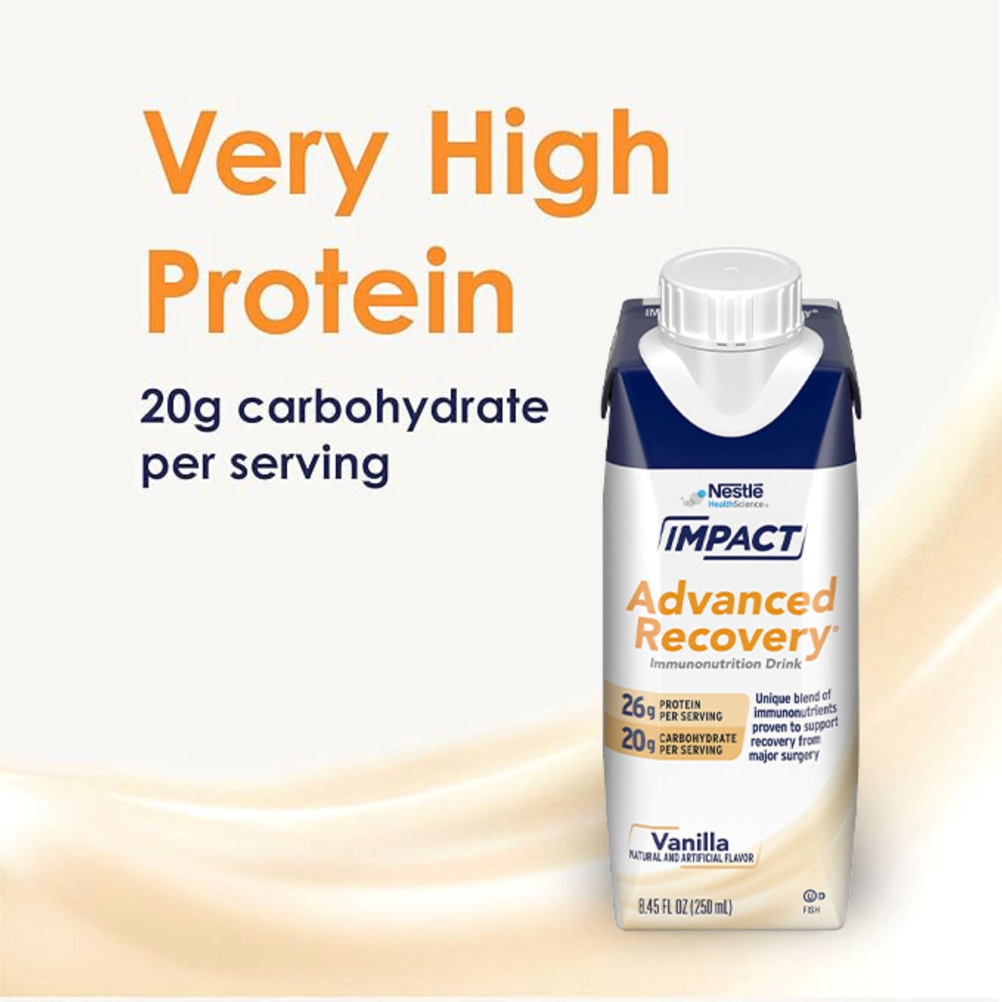 IMPACT Advanced Recovery Vanilla Drink, Nutrition PRE and POST Surgery (280 Calories, 26g Protein) 8.45 Fl Oz, (Pack of 10)