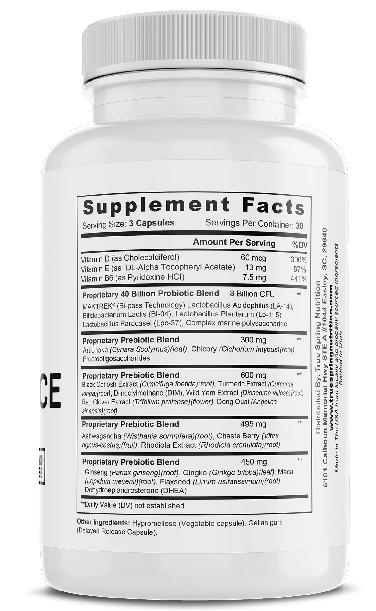 True Spring Nutrition Eve Balance Menopause Support - Complete Supplement for Women’s Total Menopause Relief, Hot Flashes, Joint Pain, and More - Premium Blend with Prebiotics & Probiotics