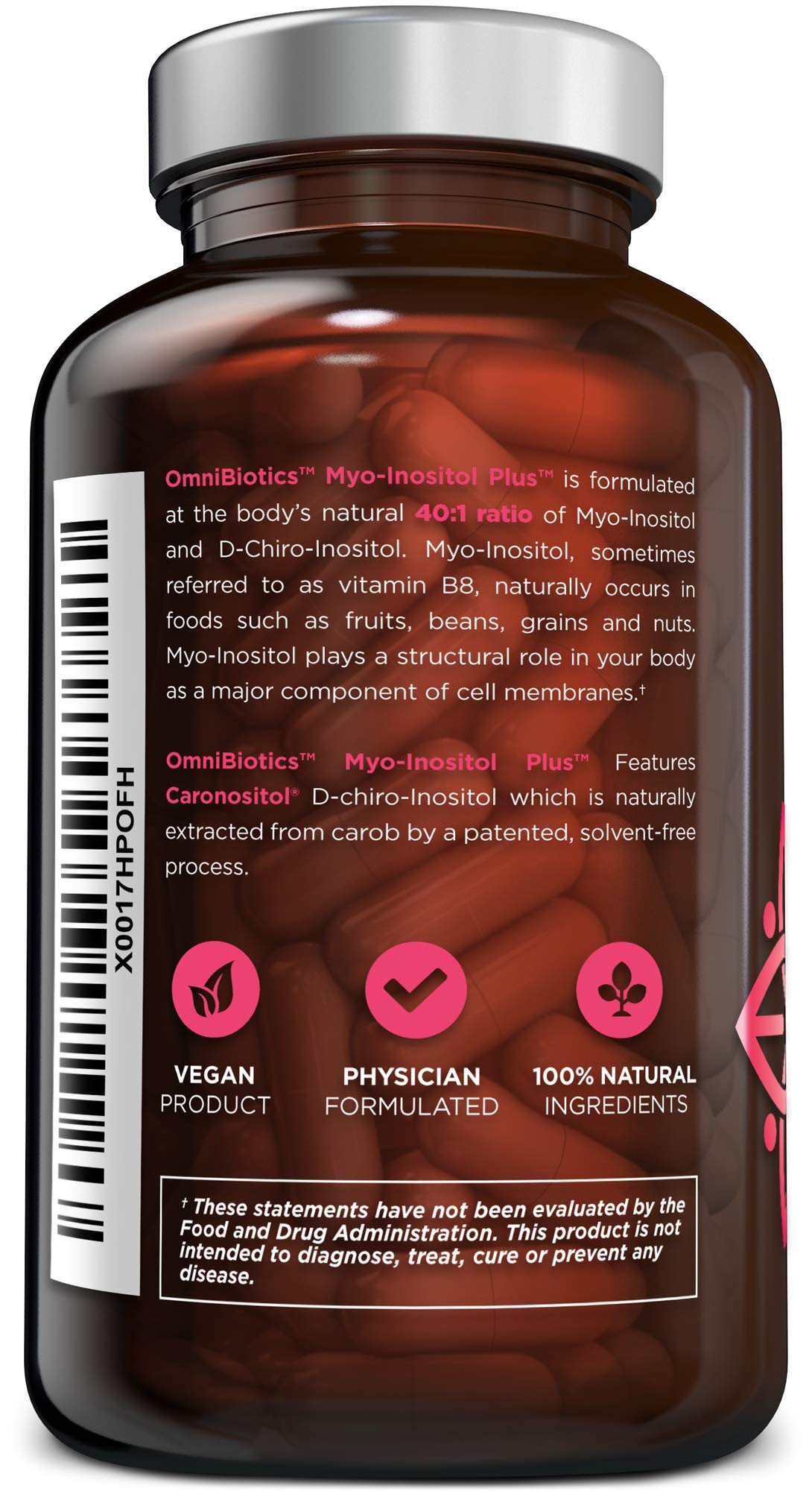 Myo-Inositol & D-Chiro Inositol Supplement with 40:1 Ratio for Hormone Balance for Women - Women Supplement to Support Reproductive Health & Ovarian Function. Non-GMO - 120 Vegan Capsules