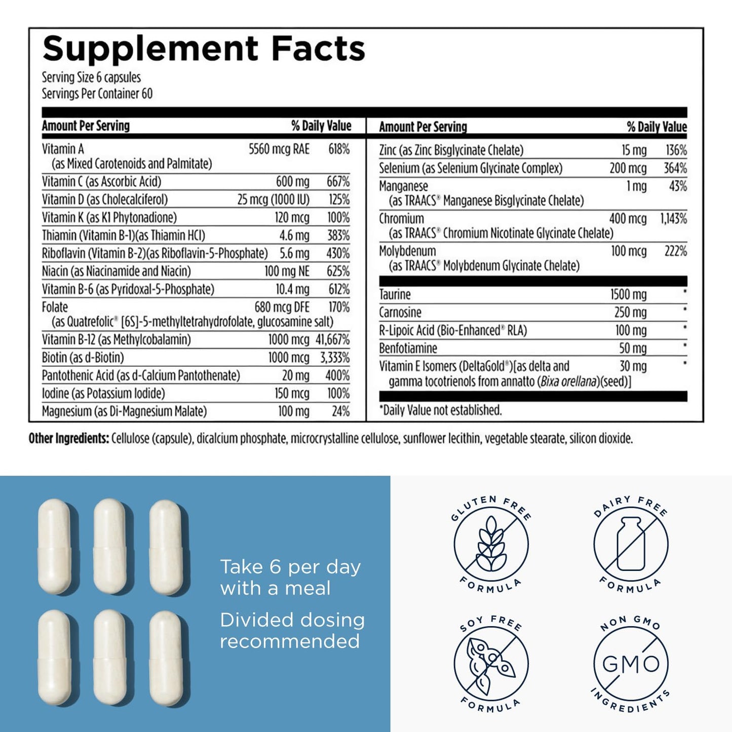 Designs for Health Metabolic Synergy - Multivitamin and Mineral Supplement with Chromium, Zinc, Selenium, R-Lipoic Acid, Vitamins + More (360 Capsules)