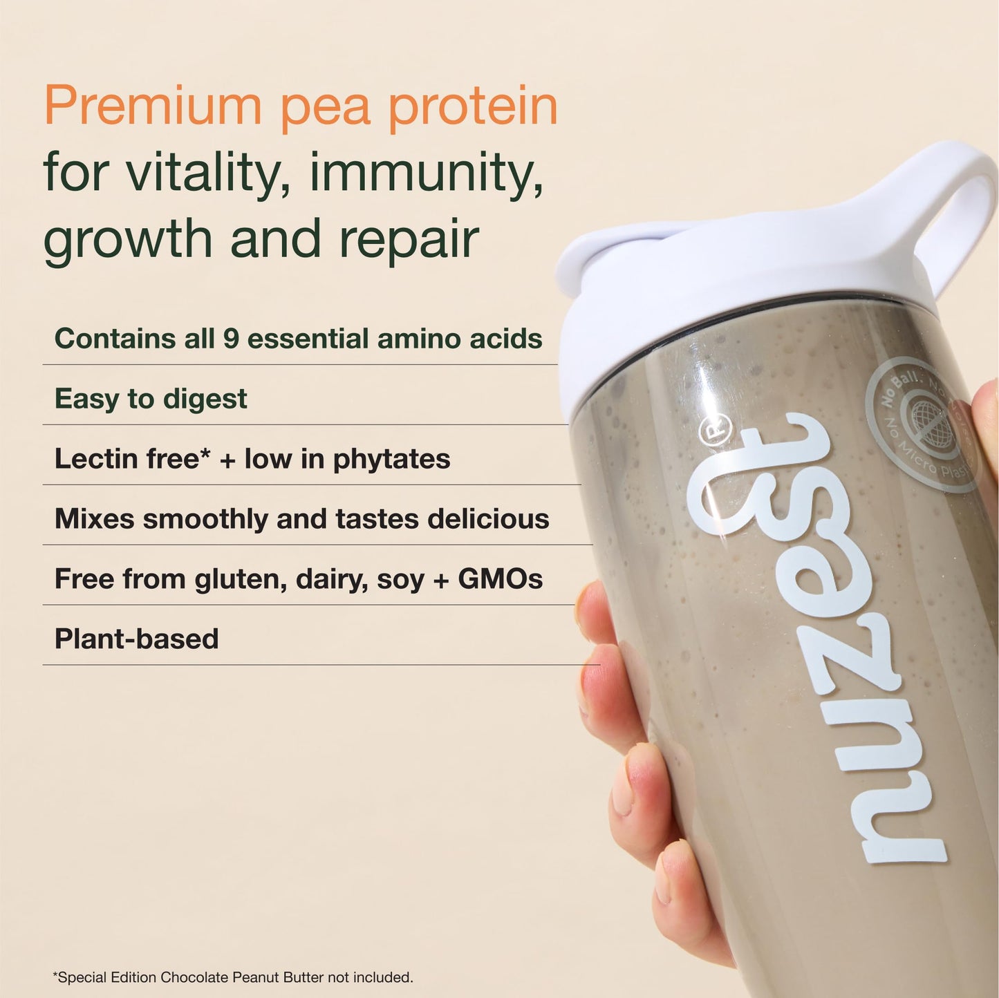 Nuzest Clean Lean Vanilla Protein - Vegan, Gluten-Free, Dairy-Free, 1.1 lb