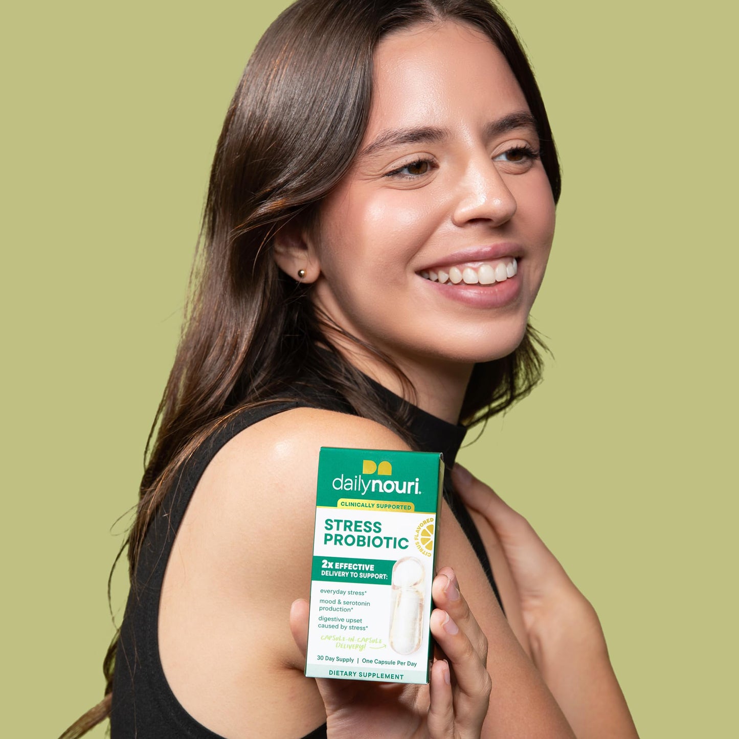 Daily Nouri Stress Probiotic | for Cortisol Management, Digestion, Daily Stress Relief & Gut Microbiome Health | 3 Probiotic Strains & Vegan Ahiflower Omega Oil | for Women & Men | 30-Day Supply
