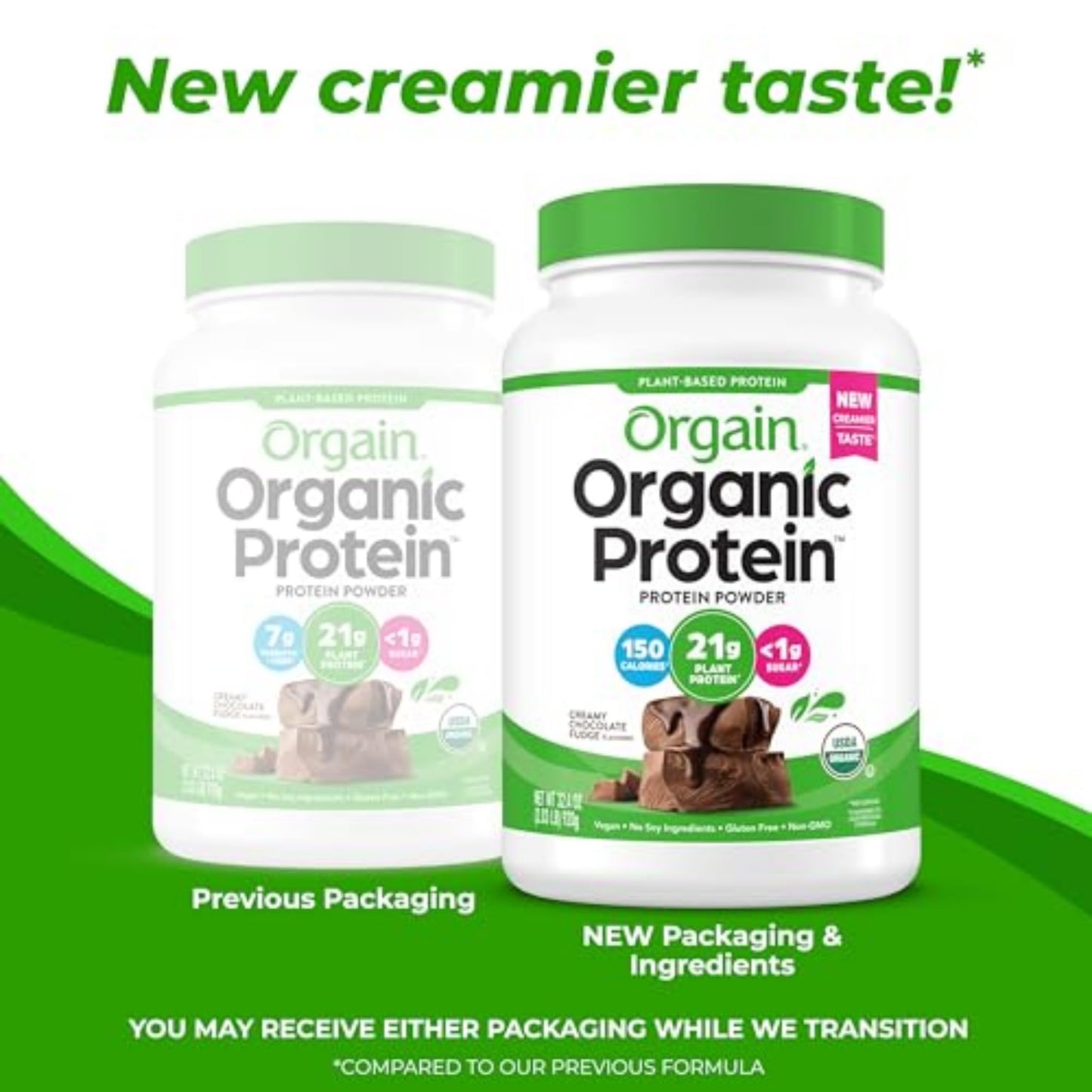 Orgain Vegan Protein – Creamy Chocolate Fudge, 21g Protein, 2.03 lb
