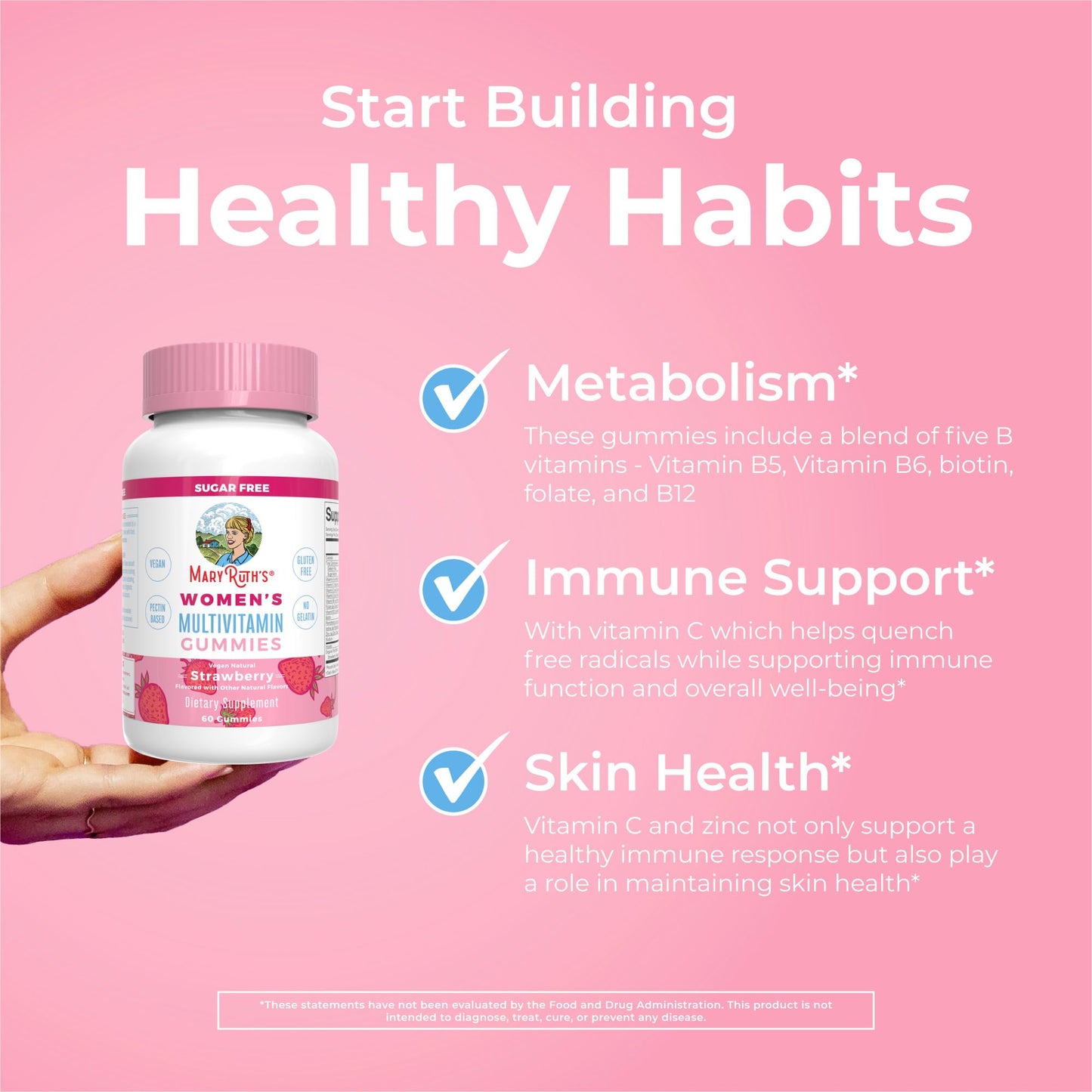 MaryRuth Women’s Multivitamin Gummies – Vegan, Sugar-Free, 60 Ct