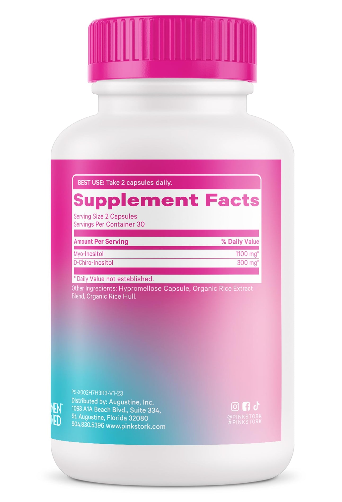Pink Stork Myo-Inositol & D-Chiro Inositol: 3.6:1 Blend to Support Fertility, Hormone Balance for Women - Ovarian Function, Ovulation, Conception, and Period Support Supplement - 60 Capsules