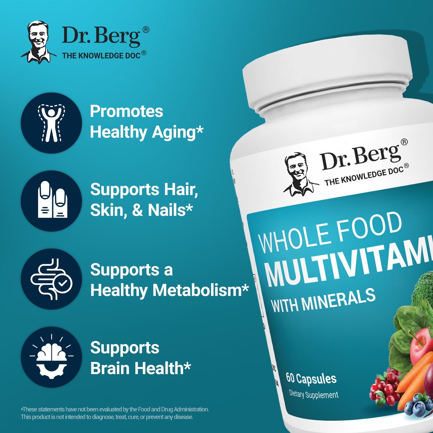 Dr. Berg Whole Food Multivitamin – Daily Nutrients with Folate & ALA