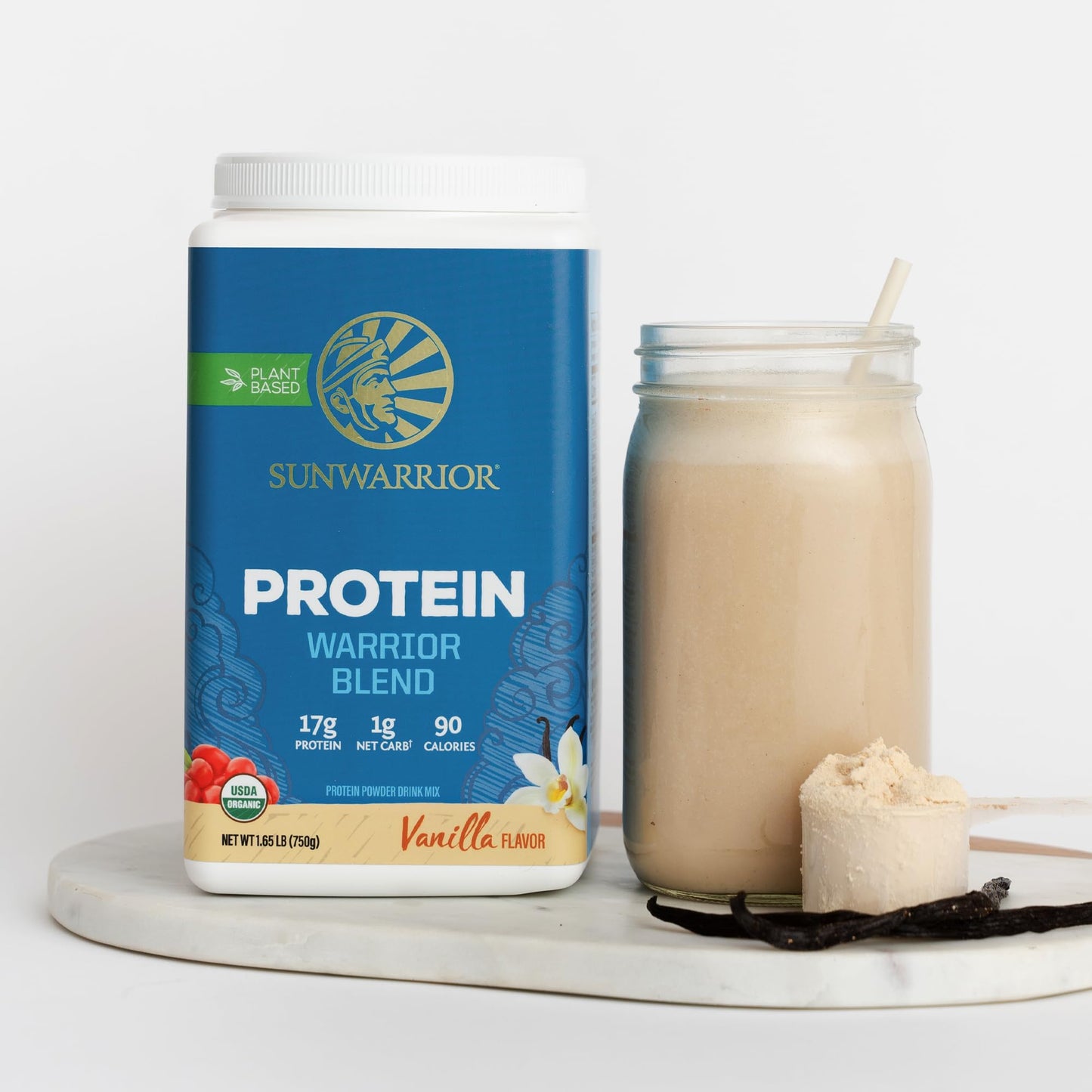 Sunwarrior Warrior Blend Vanilla Protein – Organic, Vegan, 30 Servings