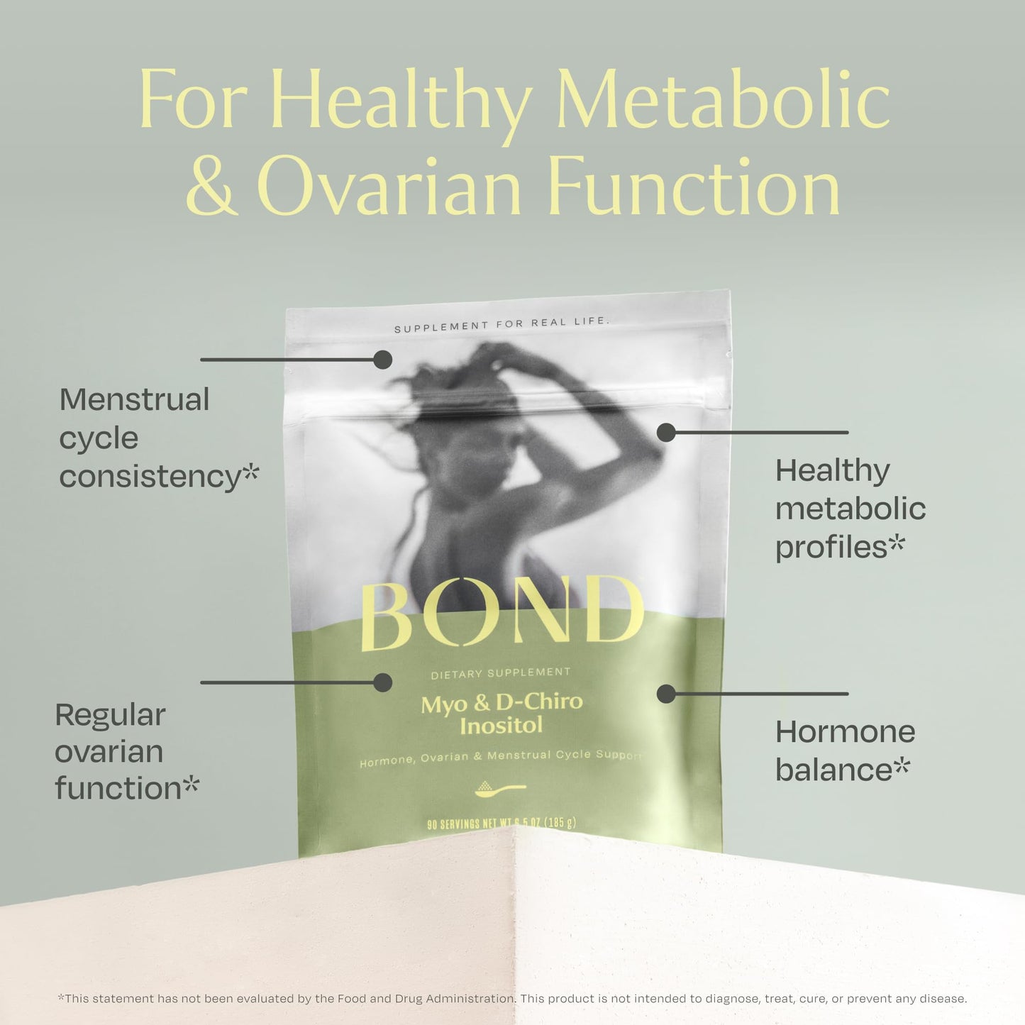 BOND Inositol Powder: Pure Myo-inositol & D-Chiro Inositol for Hormone Balance for Women and Ovarian Support Vitamins - Vegan, Vitamin B8 Myo Inositol Supplement - 90 Servings, 40:1 Ratio
