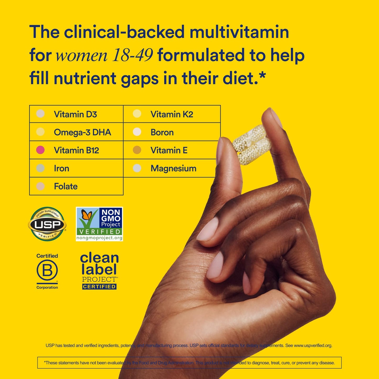 Ritual Women’s Multivitamin 18+ – Vegan DHA, B12, D3, Iron – 60 Ct
