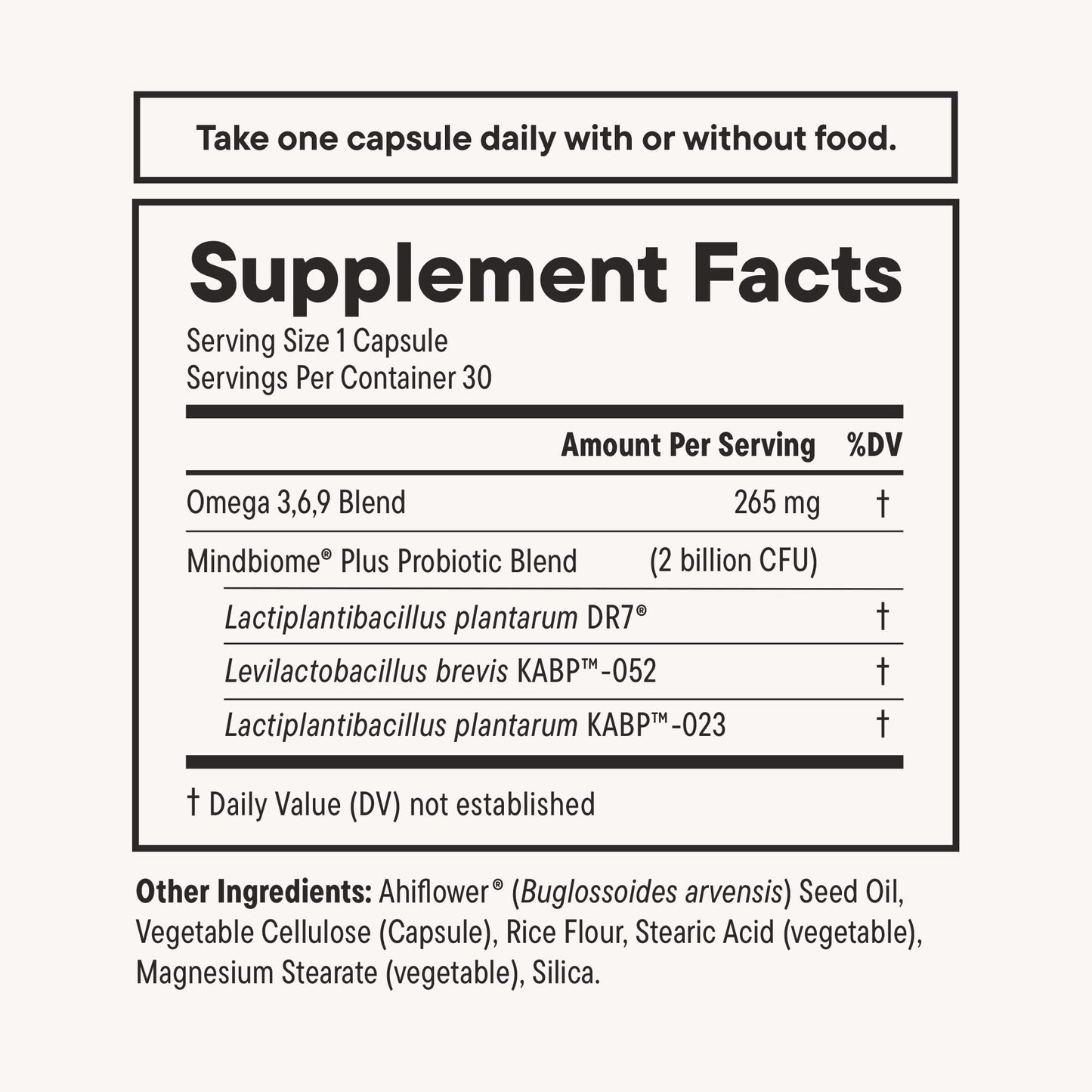 Daily Nouri Stress Probiotic | for Cortisol Management, Digestion, Daily Stress Relief & Gut Microbiome Health | 3 Probiotic Strains & Vegan Ahiflower Omega Oil | for Women & Men | 30-Day Supply