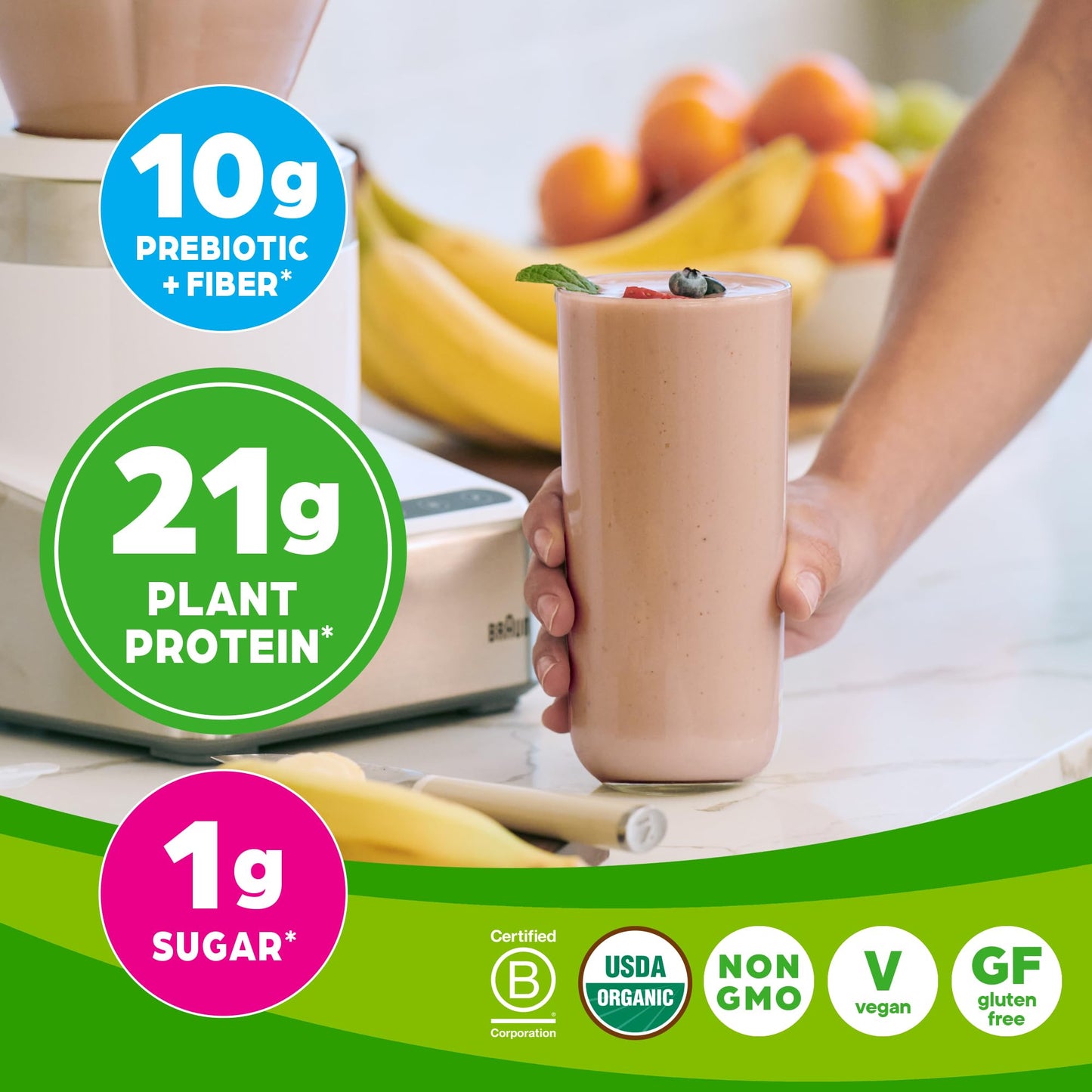 Orgain Vegan Protein + 50 Superfoods – Chocolate Fudge, 21g Protein, 10g Fiber