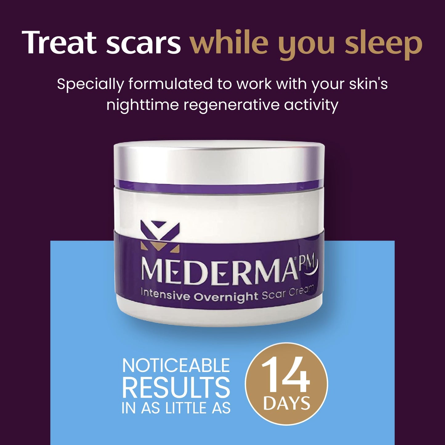 Mederma PM Scar Cream tube for overnight scar repair, reduces appearance of surgery, acne, and injury scars while you sleep