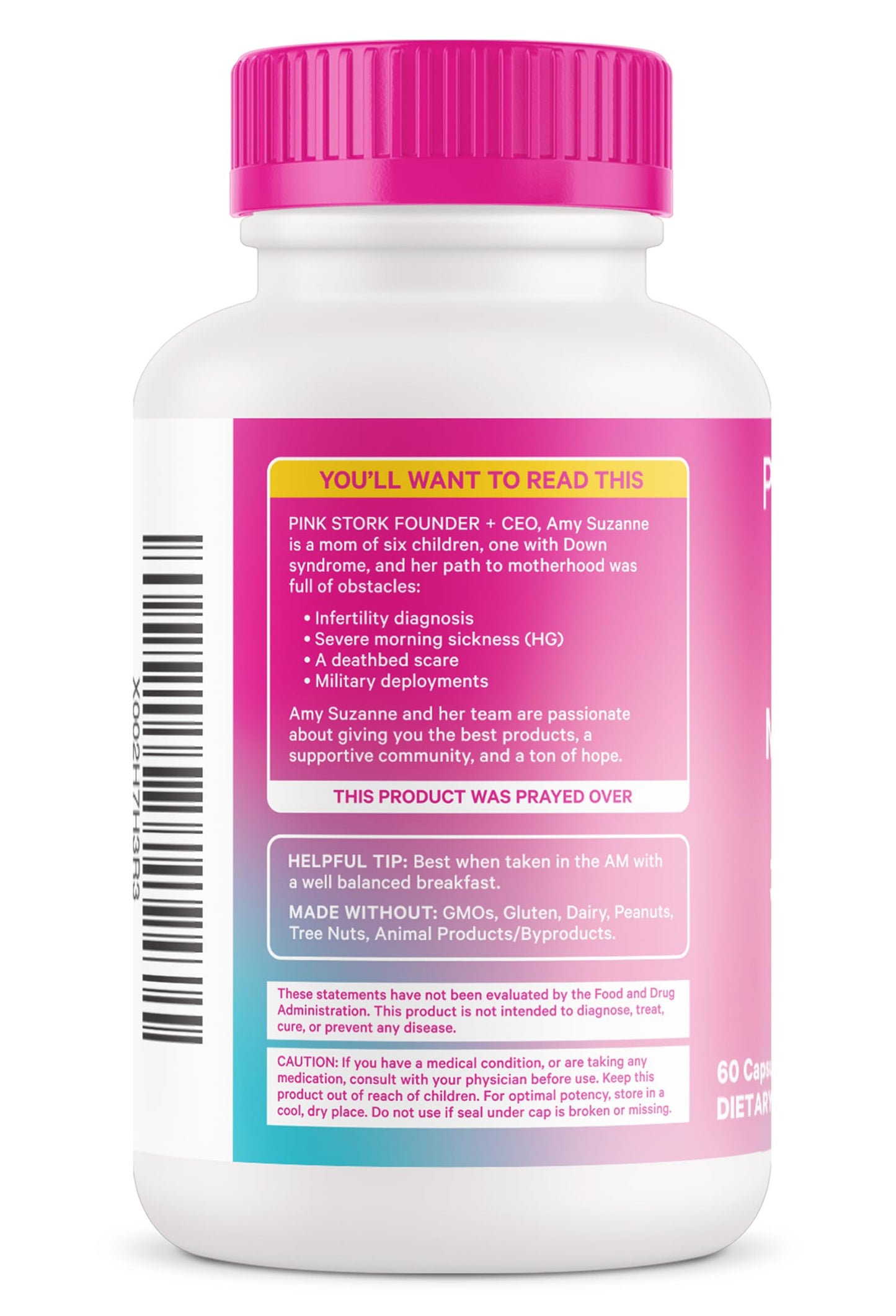 Pink Stork Myo-Inositol & D-Chiro Inositol: 3.6:1 Blend to Support Fertility, Hormone Balance for Women - Ovarian Function, Ovulation, Conception, and Period Support Supplement - 60 Capsules
