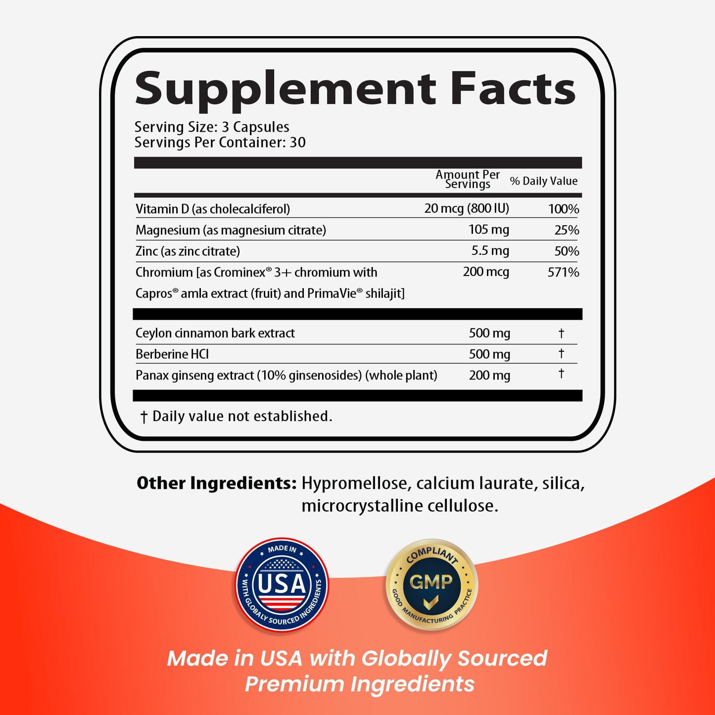 Nutritunes Blood Sugar Support – Cinnamon, Berberine & Chromium – 90 Ct