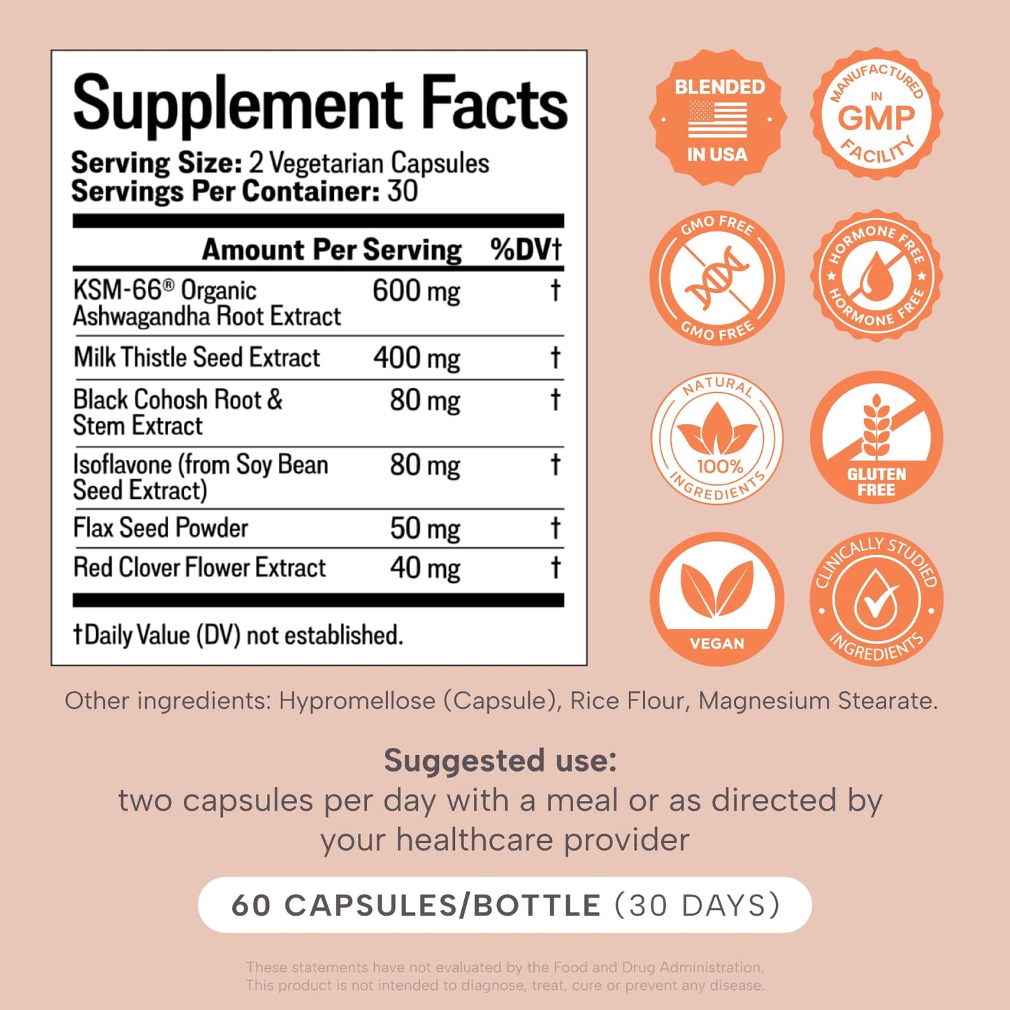 Her Bodhi Meno- Menopause Hormonal Balance for Women, Estrogen Soy Isoflavones Menopause Supplement for Women, Ashwagandha, Black Cohosh Hot Flashes Menopause Relief, Night Sweats Relief 60Caps