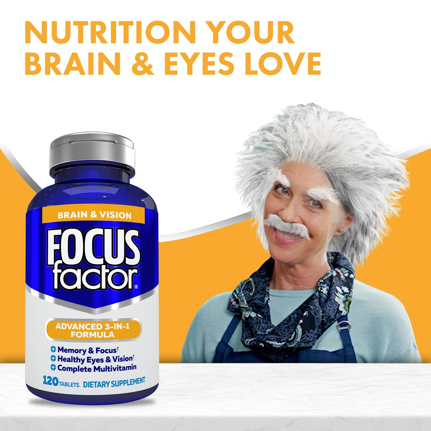 Focus Factor Brain & Vision Supplement – Memory + Eye Health – 120 Ct