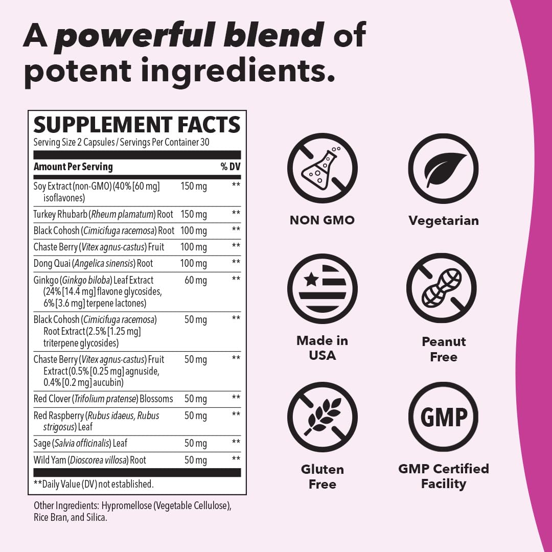 Pausitivi-T - Menopause Support Supplement - Powerful Relief for Hot Flashes, Hormone Imbalance & Night Sweats - Nourishes Tissue - Sage, Chasteberry, Soy Isoflavones & Black Cohosh - 60 Capsules