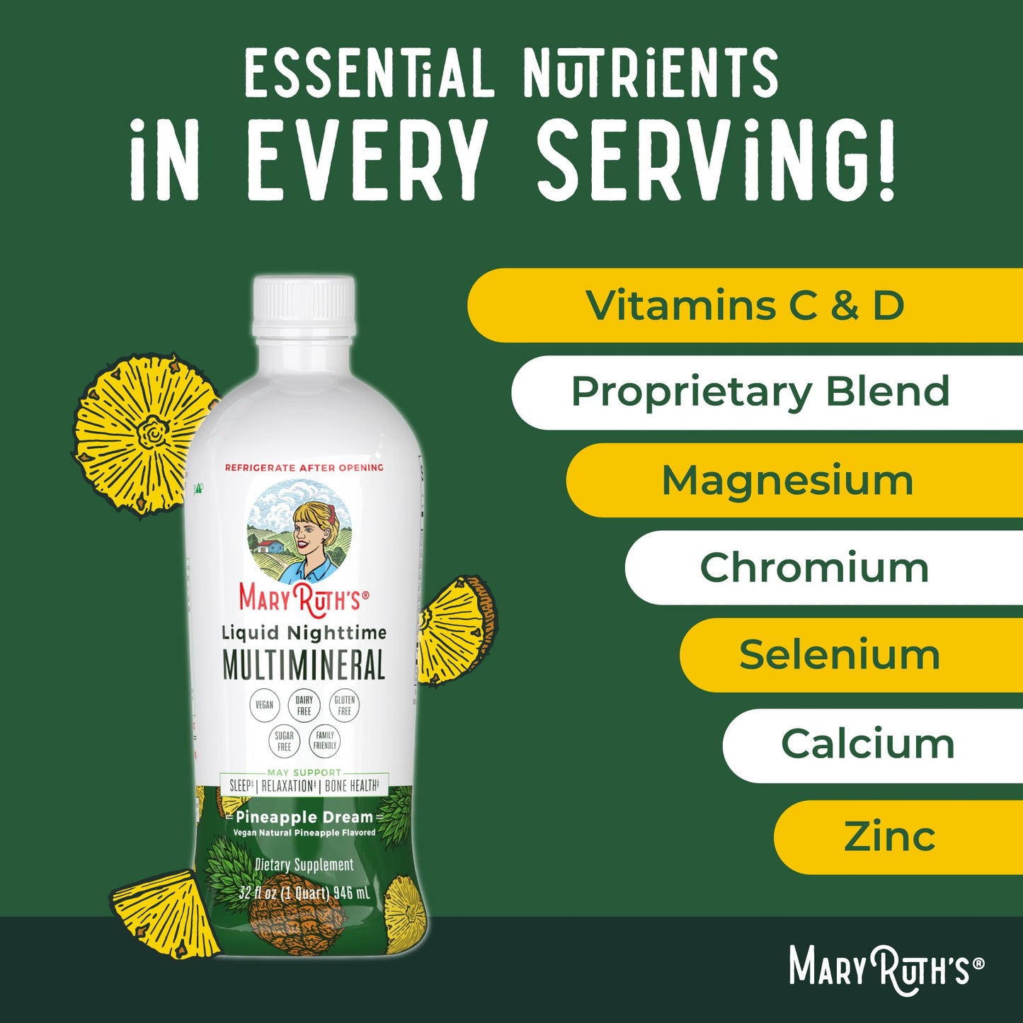 MaryRuth's Liquid Morning Multivitamin (Strawberry) & Liquid Nighttime Multimineral (Pineapple) | Clean Label Project Verified® | Vitamins for Energy, Sleep, & Overall Health | Vegan, Non-GMO
