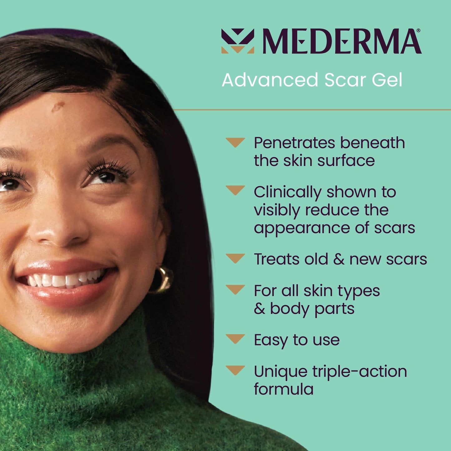 Mederma Advanced Scar Gel – 50g tube for fading old and new scars from surgery, burns, acne, and injuries with once-daily application.
