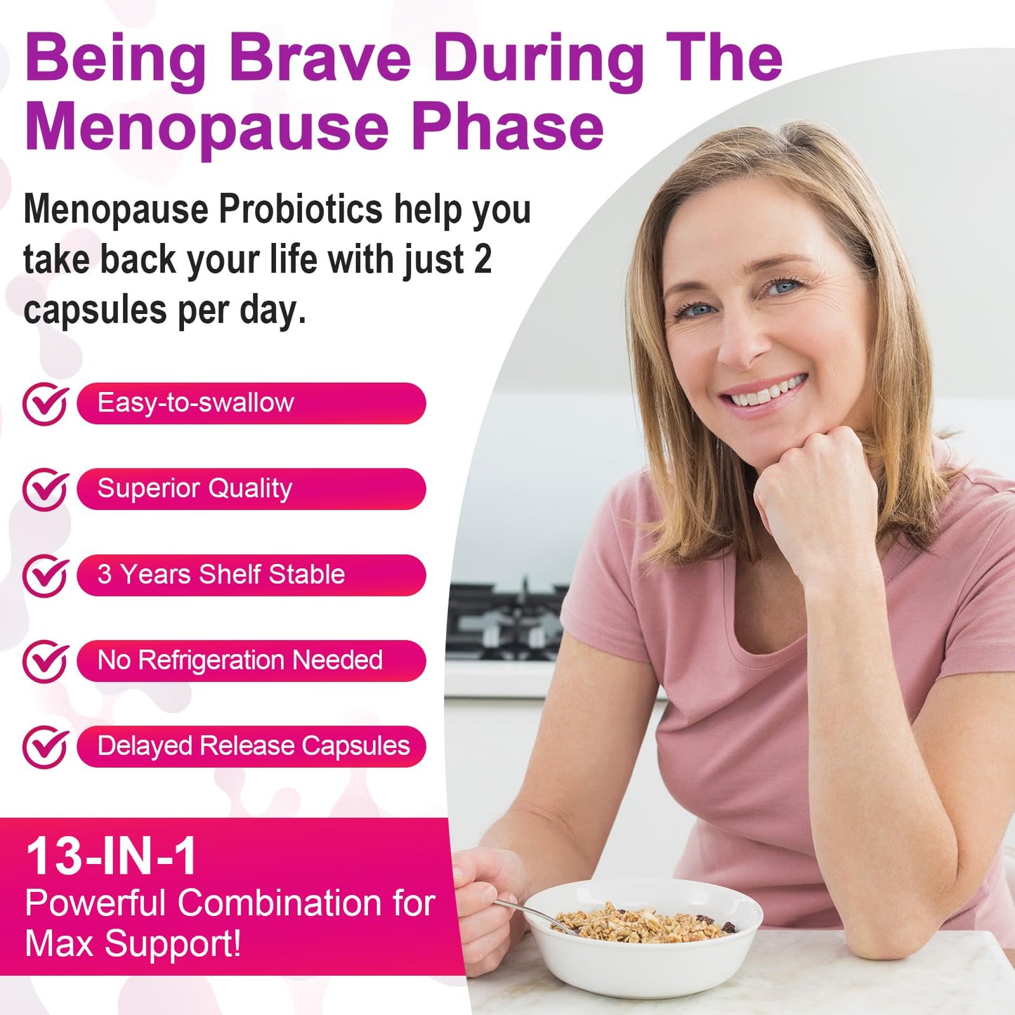 Menopause Supplements for Women, 120 Billion CFU Menopause Probiotics for Women, All-Natural Probiotic for Hot Flashes Menopause, Night Sweats, Mood Swings, Gut and Hormone - 60 Herbal Capsules