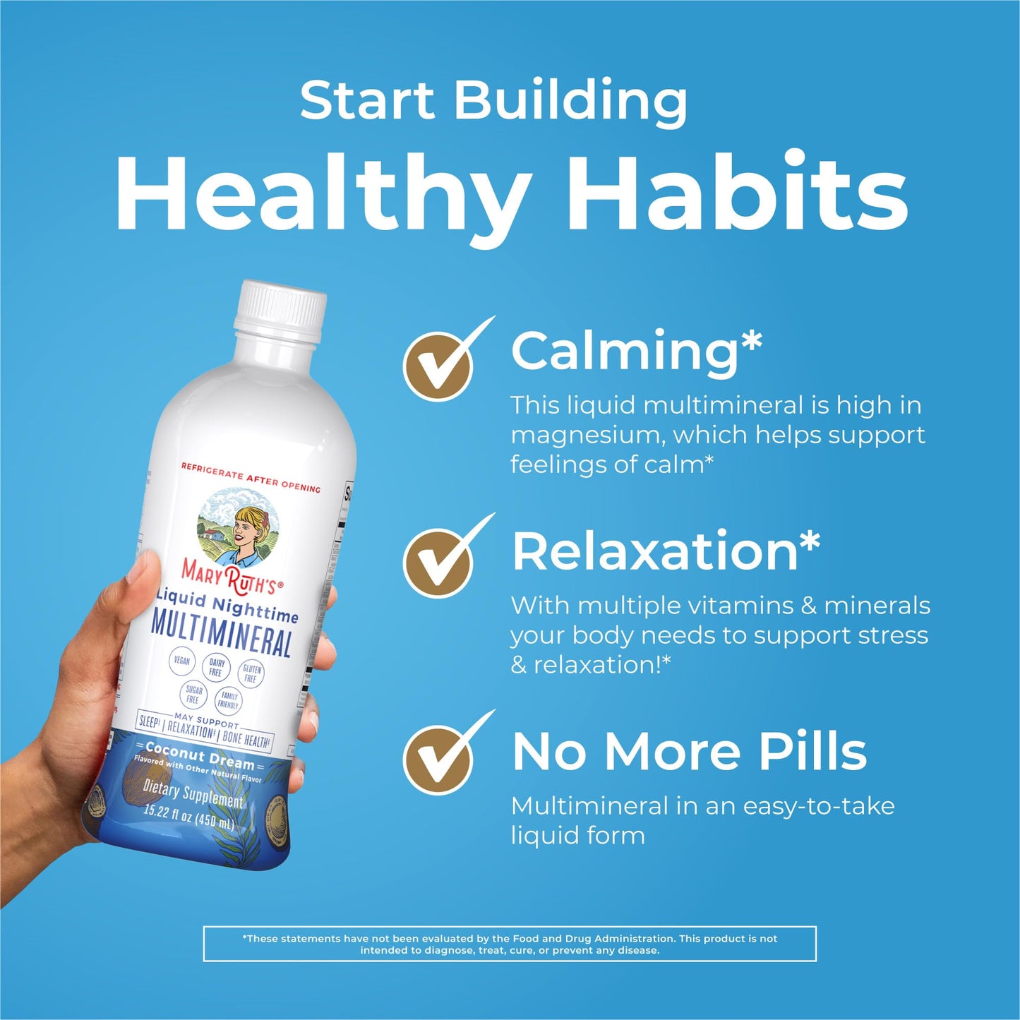 MaryRuth's Liquid Morning Multivitamin Raspberry (32oz) & Liquid Nighttime Multimineral Coconut (15.22oz) | Sugar-Free, No Melatonin | Vegan, Non-GMO | Supports Sleep, Beauty, and Overall Health