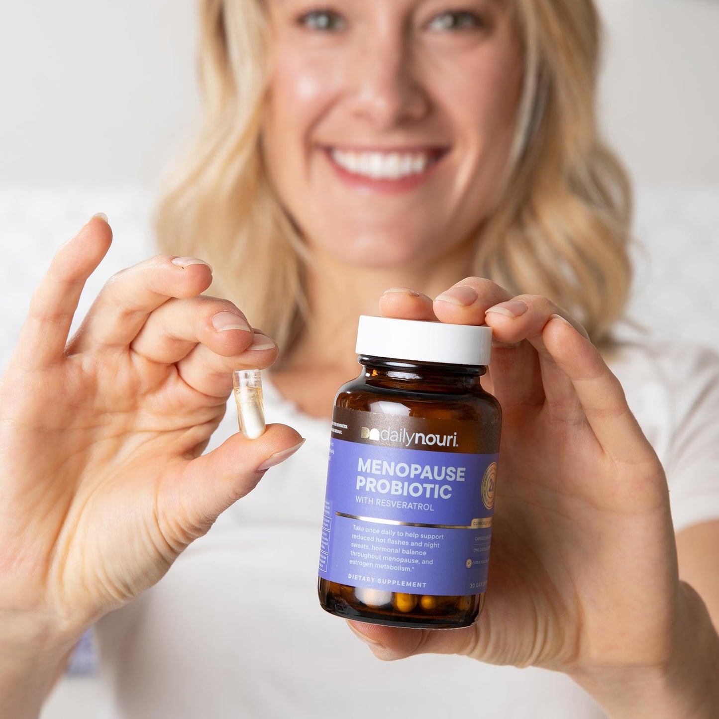 Nouri Daily Menopause Probiotic with Resveratrol | Menopause Relief, Hormonal Balance & Estrogen Metabolism Support | Resveratrol Capsules to Reduce Hot Flashes | 30-Day Supply
