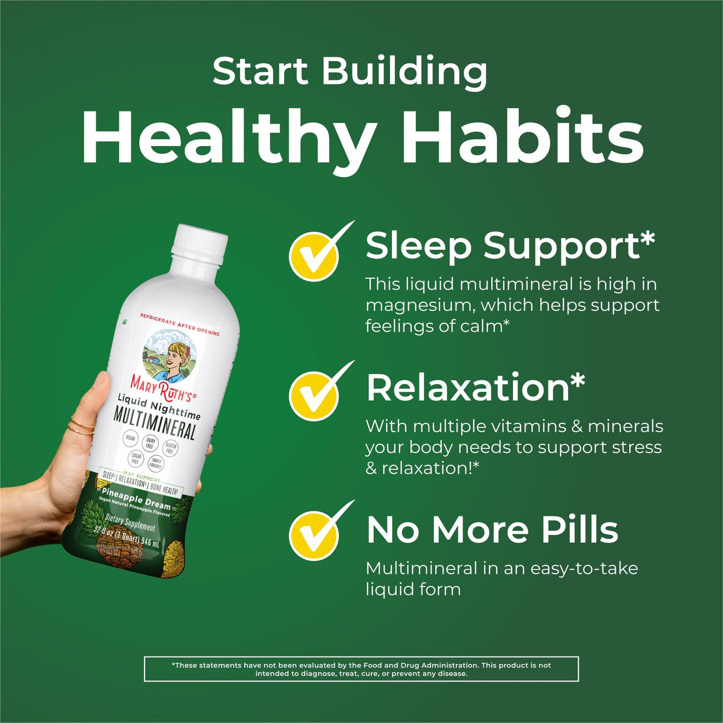 MaryRuth's Liquid Morning Multivitamin (Strawberry) & Liquid Nighttime Multimineral (Pineapple) | Clean Label Project Verified® | Vitamins for Energy, Sleep, & Overall Health | Vegan, Non-GMO