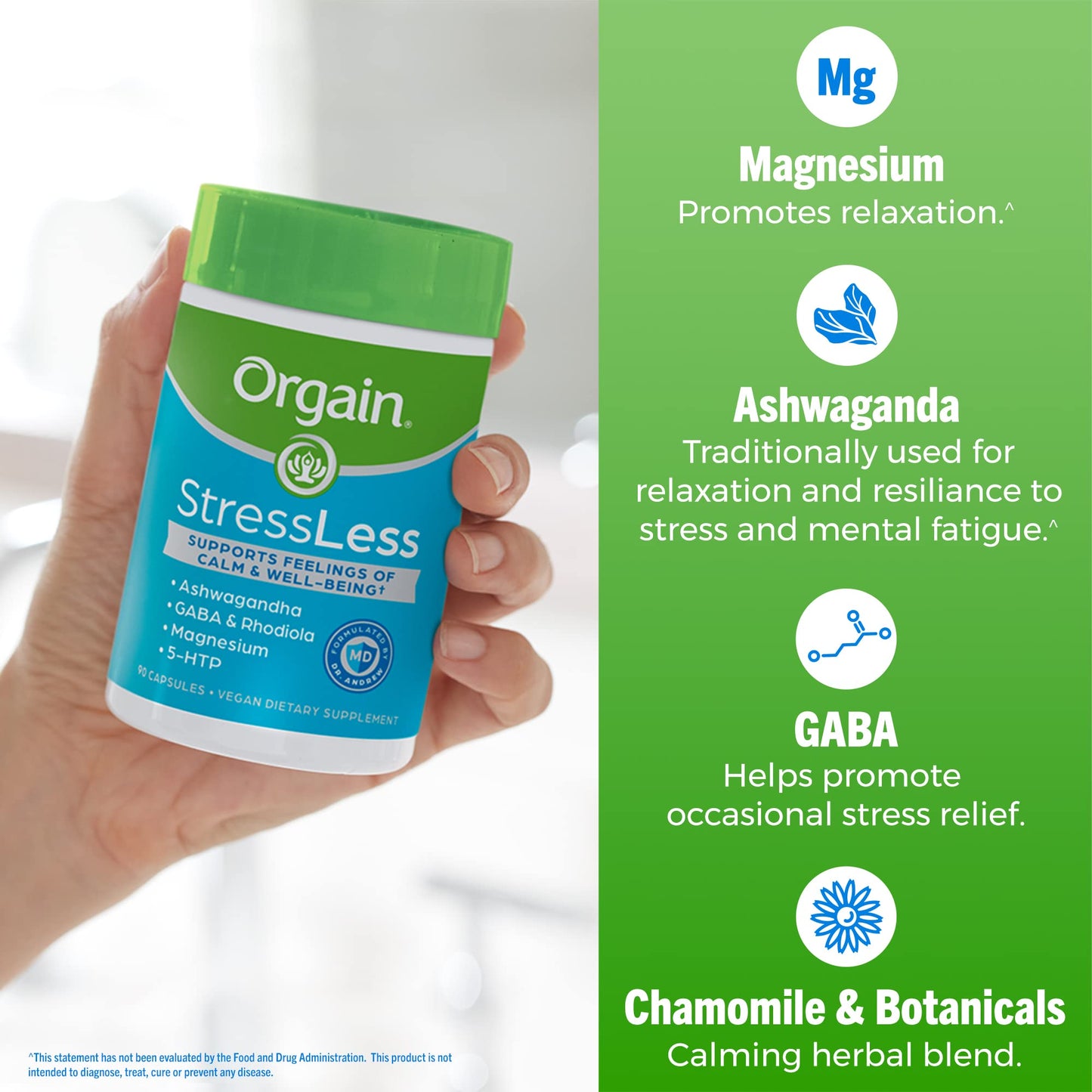 Orgain StressLess – Vegan Stress Relief with GABA, Ashwagandha & Mg