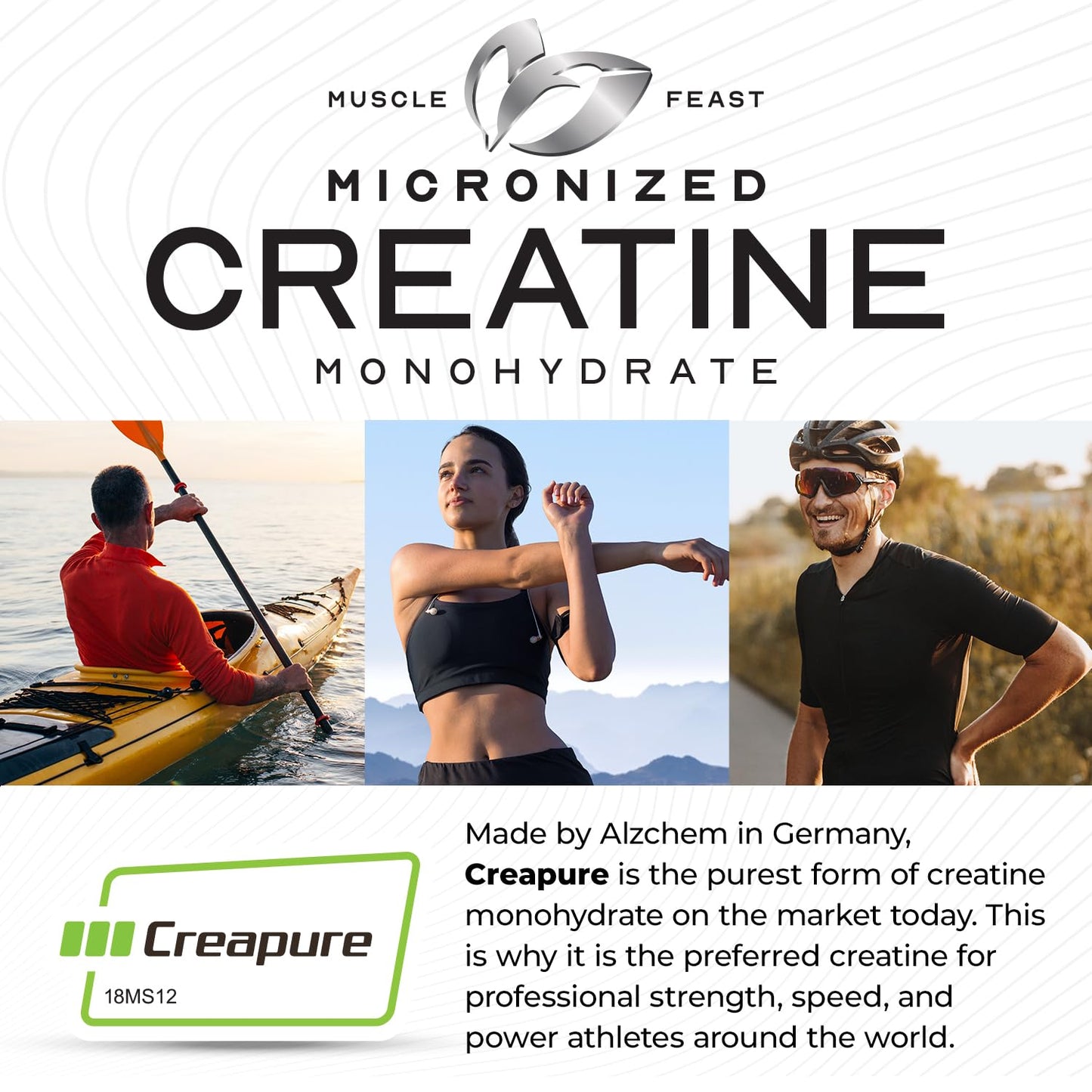 Muscle Feast Creapure Creatine – Grape, Micronized Monohydrate, 250g