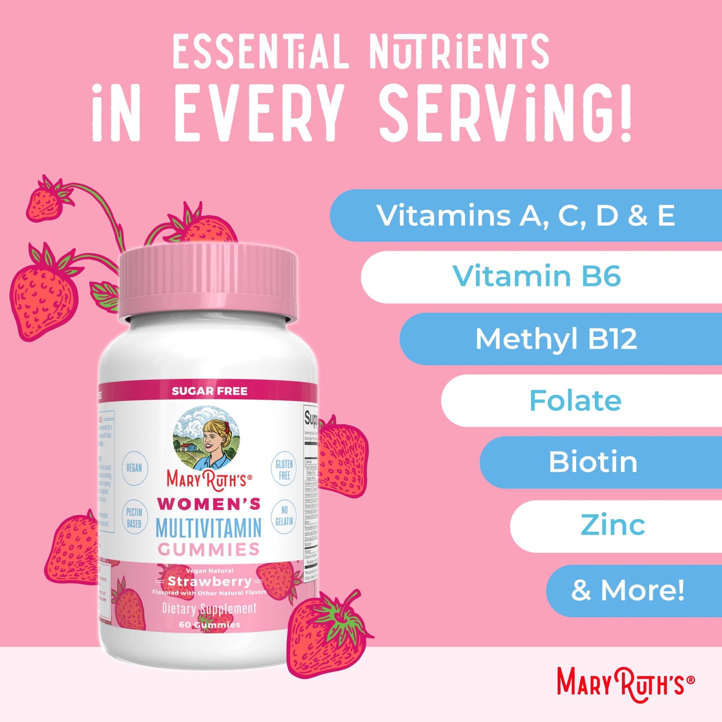 MaryRuth Women’s Multivitamin Gummies – Vegan, Sugar-Free, 60 Ct